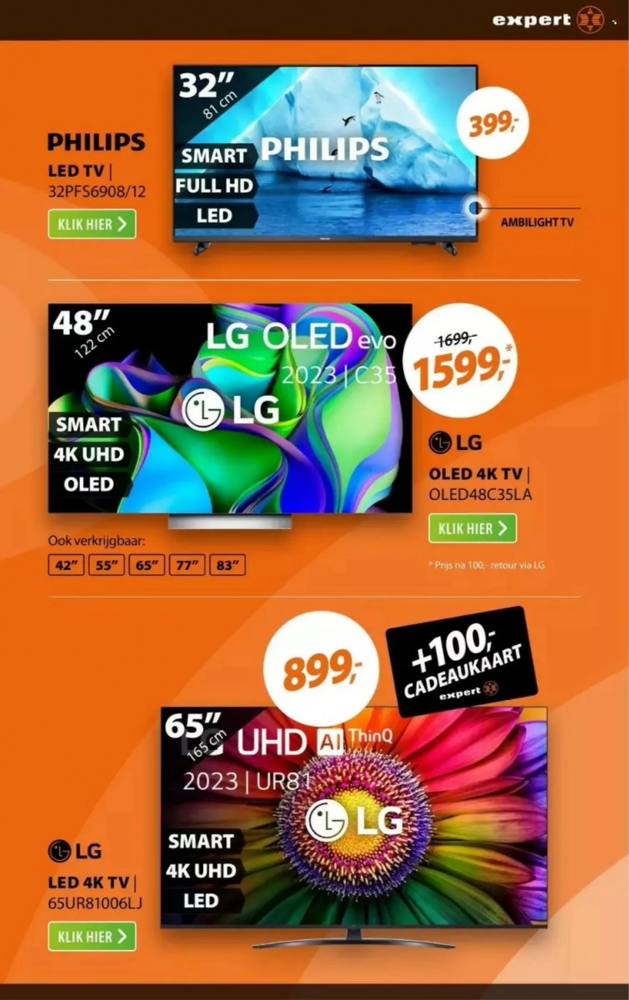 thumbnail - Expert-aanbieding - 5-6-2023 - 11-6-2023 -  producten in de aanbieding - Philips, LG, full hd, led tv, TV. Pagina 3.
