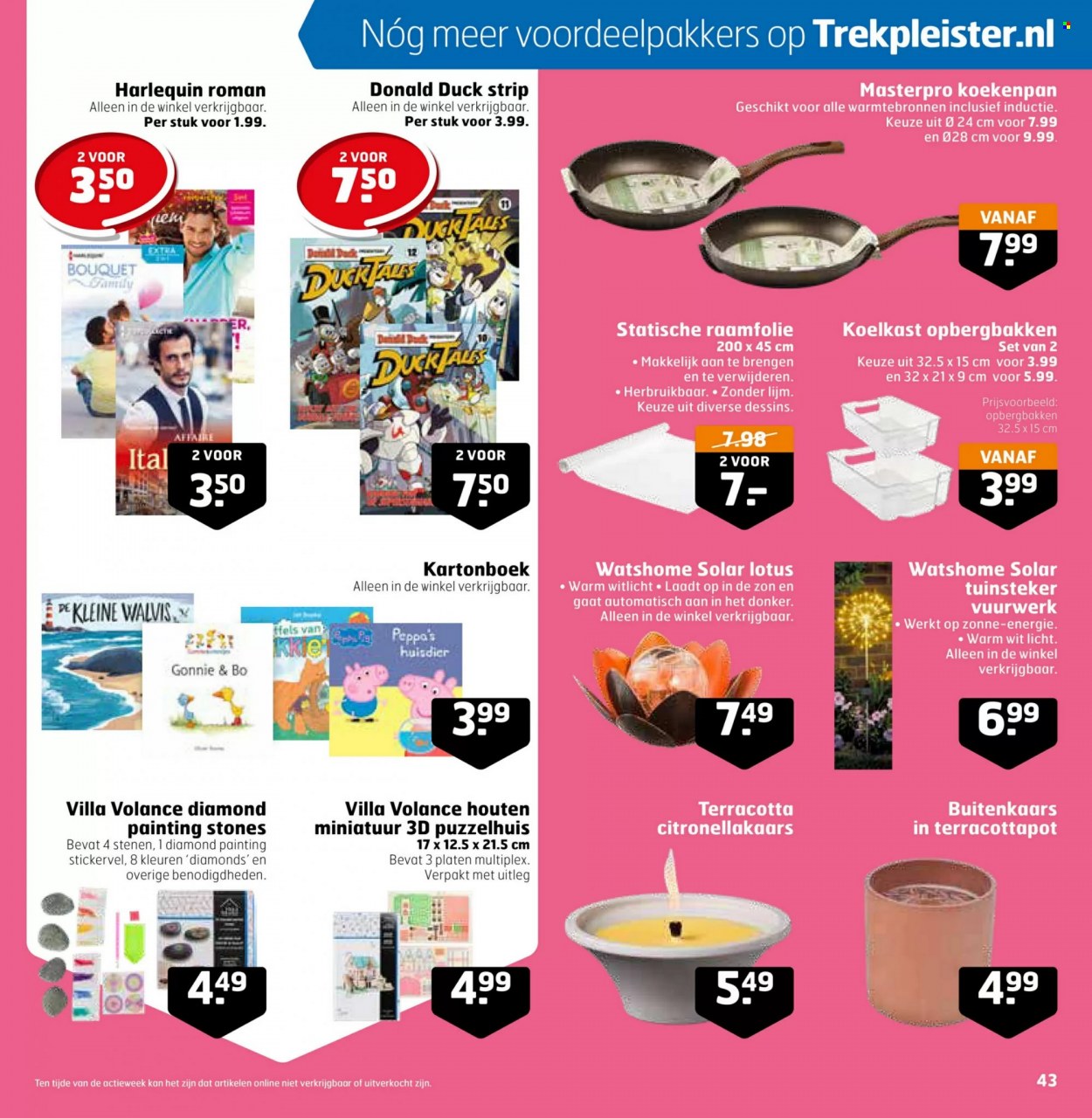 thumbnail - Trekpleister-aanbieding - 6-6-2023 - 18-6-2023 -  producten in de aanbieding - koekenpan, pan, lijm, Donald Duck. Pagina 43.