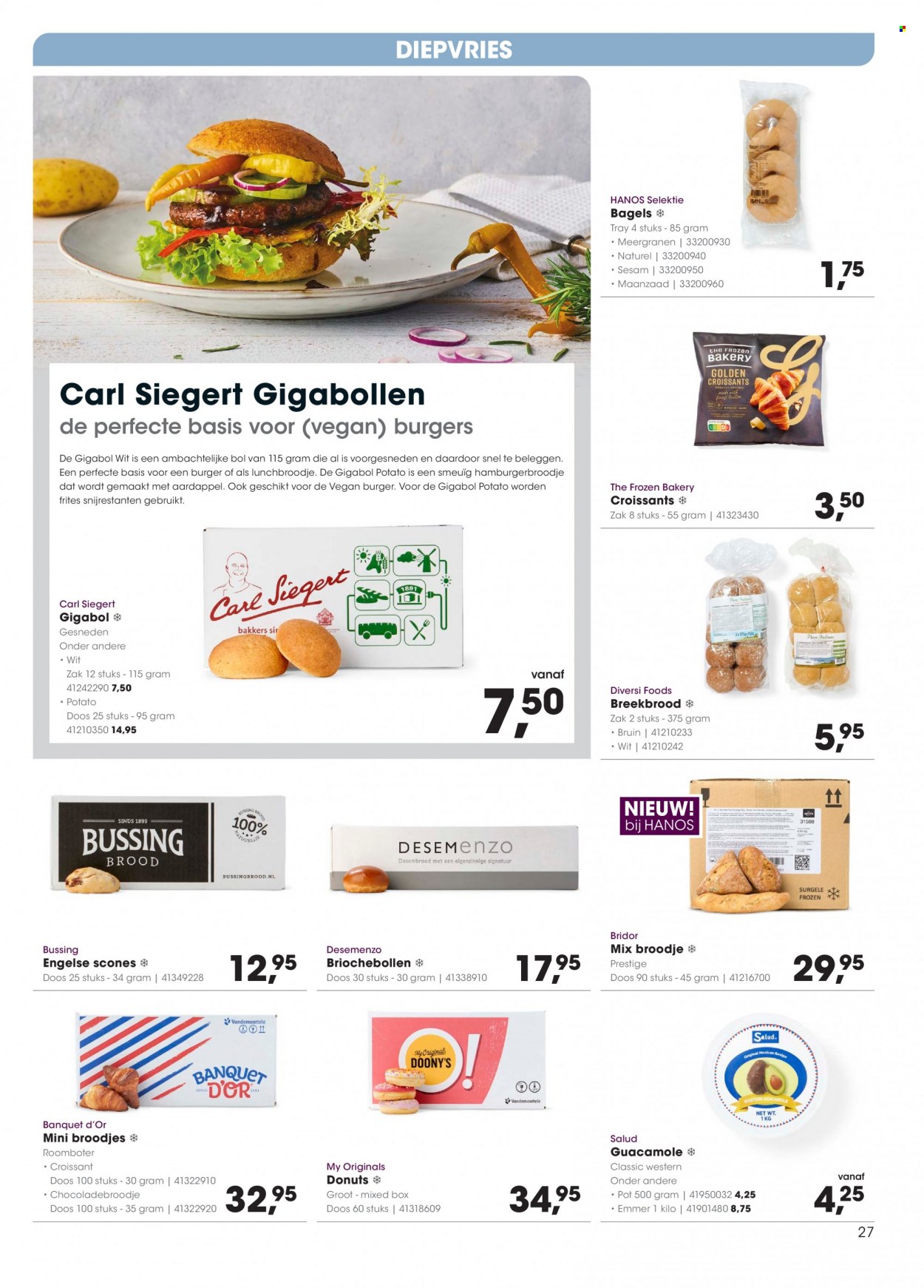 thumbnail - Hanos-aanbieding - 5-6-2023 - 18-6-2023 -  producten in de aanbieding - bagels, breekbrood, broodje, croissant, scones, frites. Pagina 27.