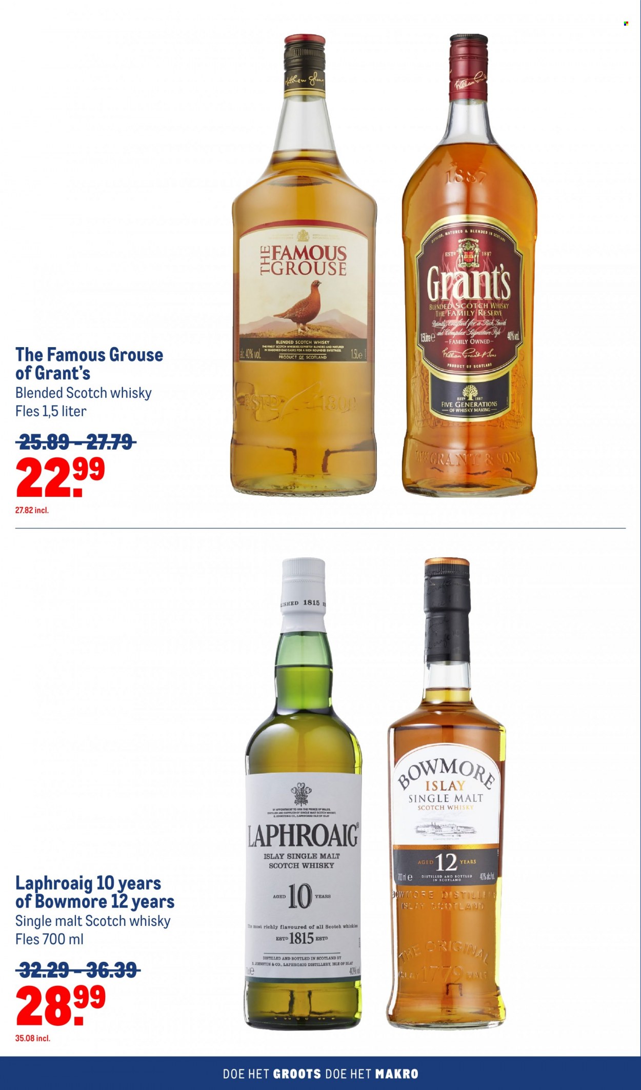 thumbnail - Makro-aanbieding - 7-6-2023 - 20-6-2023 -  producten in de aanbieding - blended scotch whisky, scotch whisky, Single Malt, Grant‘s, pan. Pagina 30.