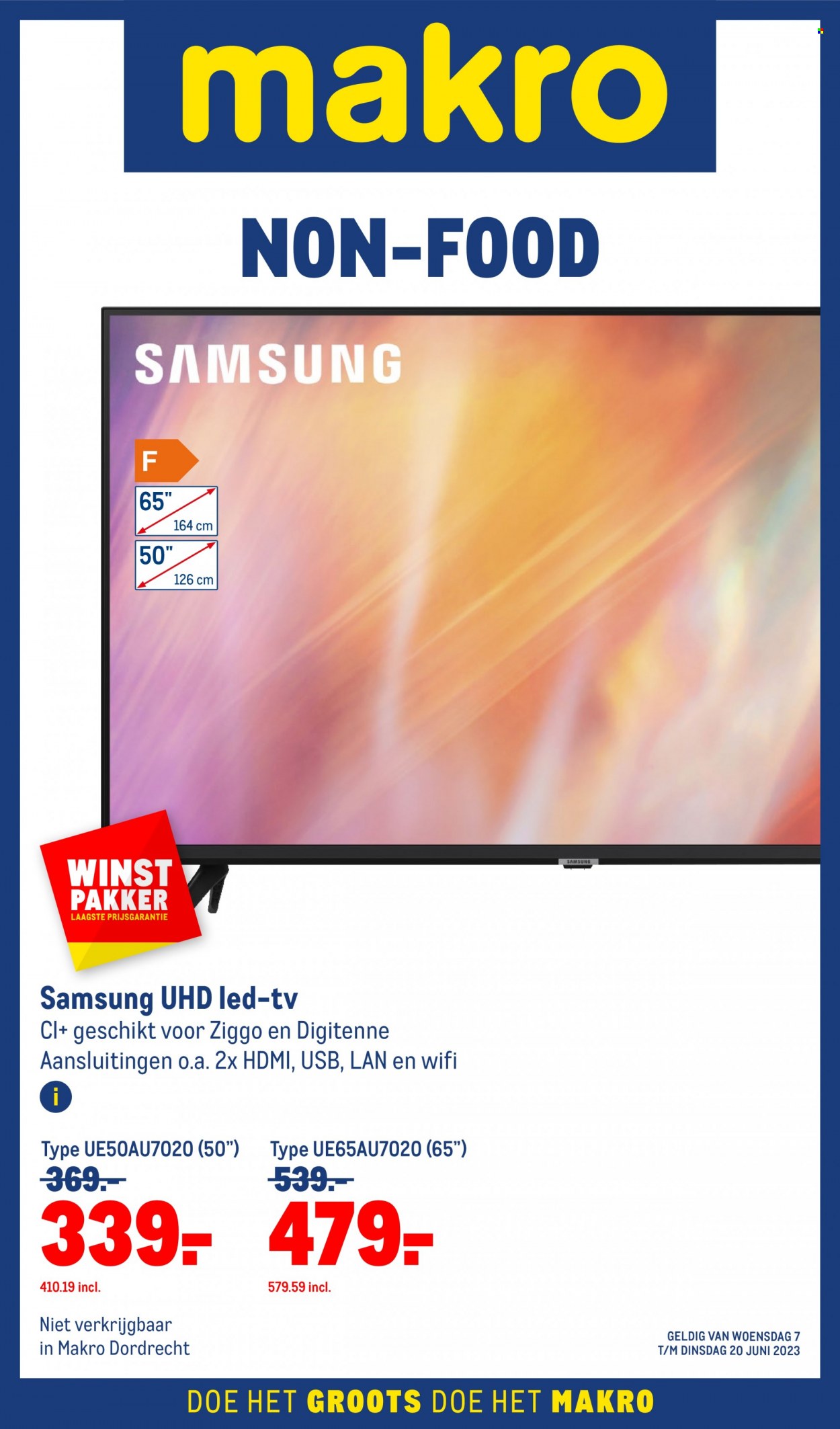 thumbnail - Makro-aanbieding - 7-6-2023 - 20-6-2023 -  producten in de aanbieding - Samsung, HDMI, TV. Pagina 1.