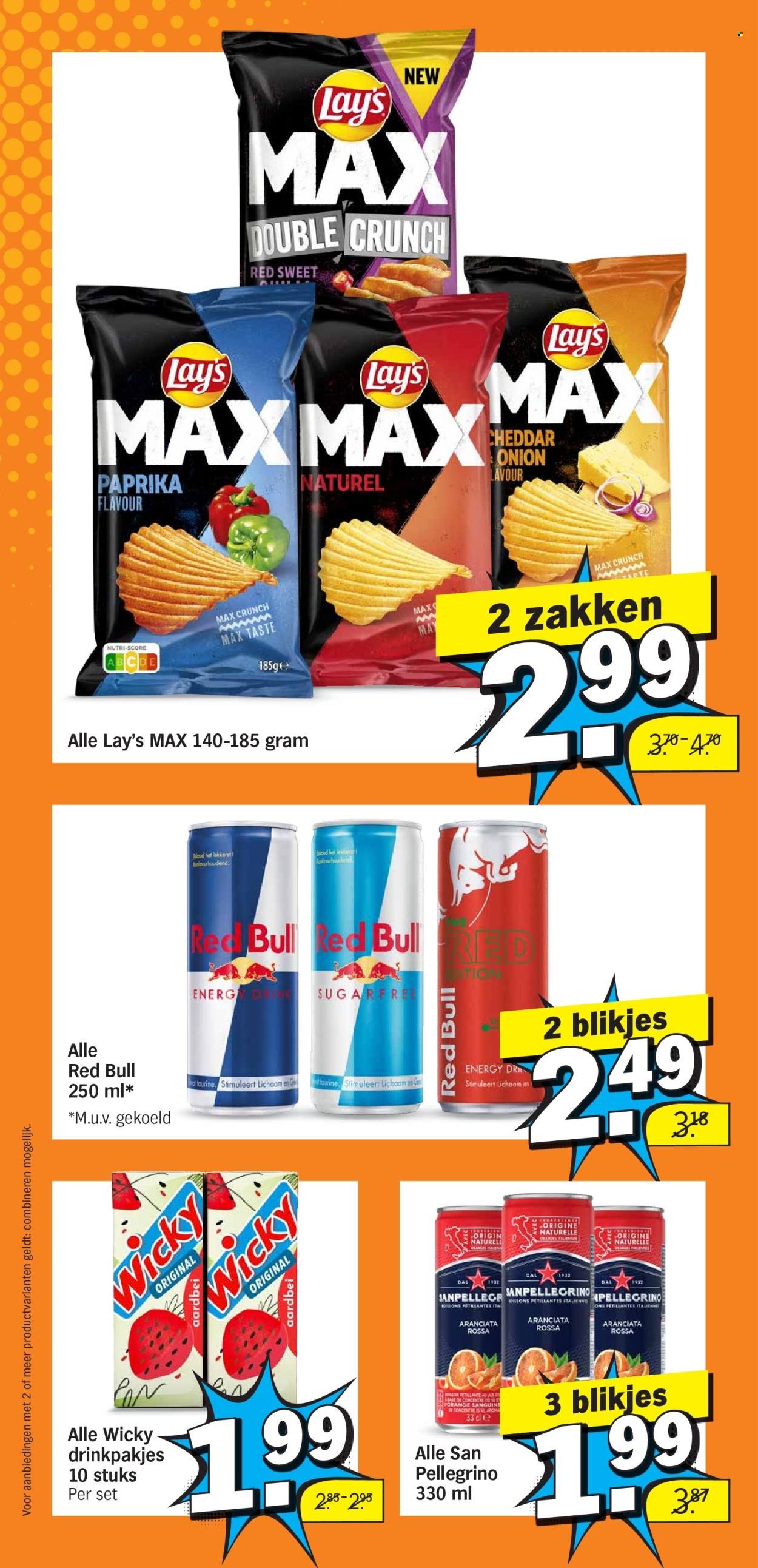 Albert Heijn-aanbieding - 12-2-2024 - 18-2-2024 -  producten in de aanbieding - paprika, zoute snack, Lay’s, Red Bull, energy drink. Pagina 10.