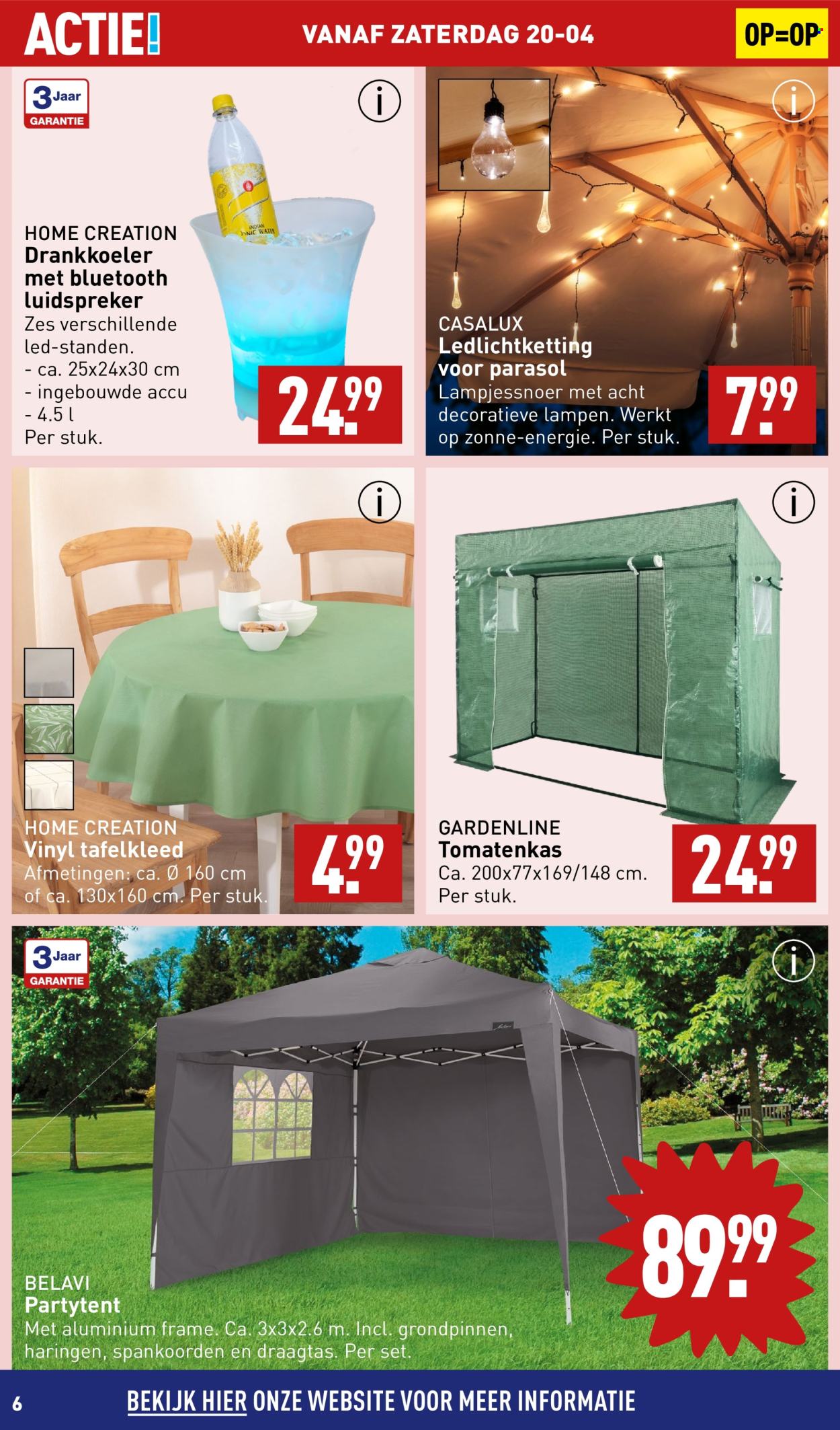 thumbnail - Aldi-aanbieding -  producten in de aanbieding - tafelkleed, tent, lamp, led lamp, parasol. Pagina 6.