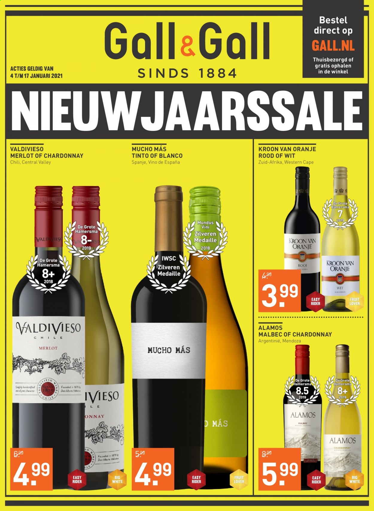 thumbnail - Gall & Gall-aanbieding - 4-1-2021 - 17-1-2021 -  producten in de aanbieding - oranje, Chardonnay, Merlot. Pagina 1.