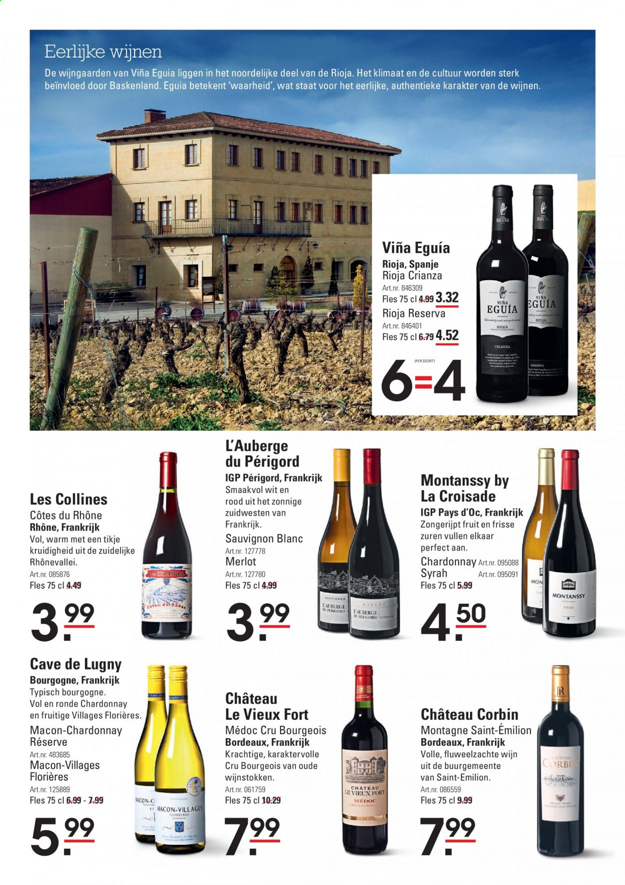 thumbnail - Sligro-aanbieding - 4-1-2021 - 25-1-2021 -  producten in de aanbieding - Chardonnay, Merlot, Rioja, Sauvignon Blanc, Côtes du Rhône, wijn. Pagina 3.