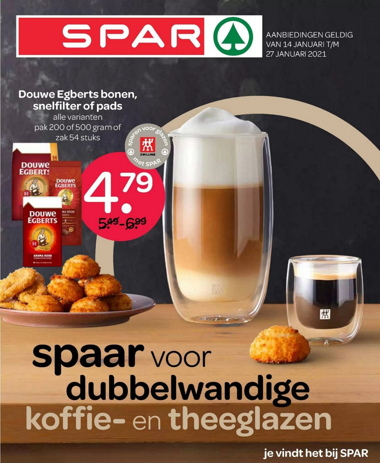thumbnail - SPAR-aanbieding - 14-1-2021 - 27-1-2021 -  producten in de aanbieding - Douwe Egberts, koffie. Pagina 1.