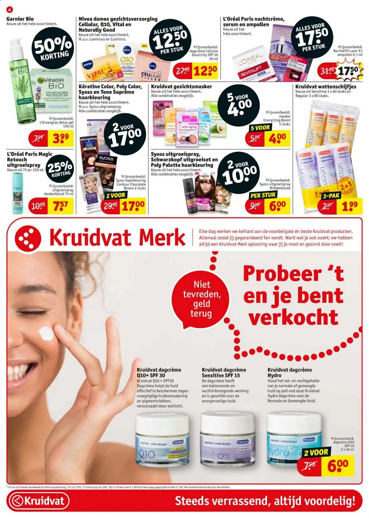 thumbnail - Kruidvat-aanbieding - 19-1-2021 - 24-1-2021 -  producten in de aanbieding - L’oréal, Nivea, Garnier, crème, citroengras, Syoss, dagcrème, nachtcrème, haarkleuring, Palette, Schwarzkopf. Pagina 4.