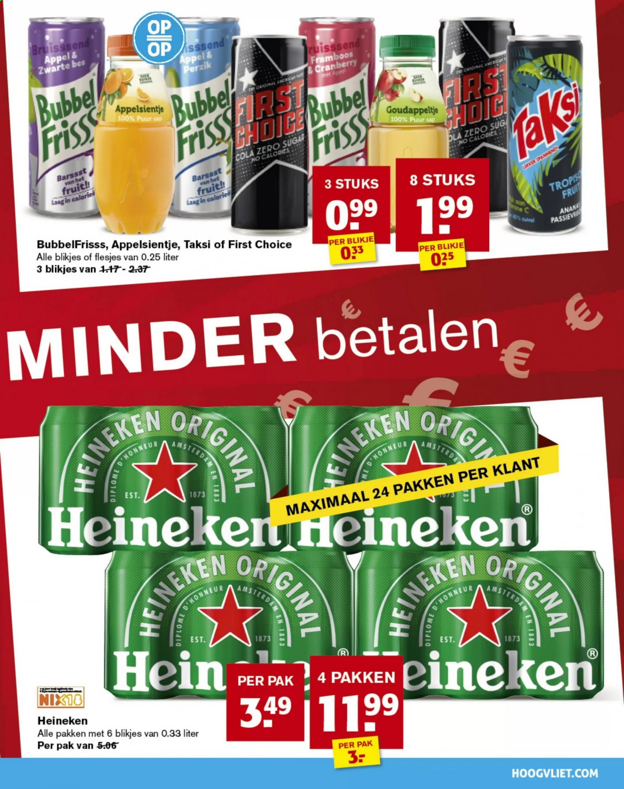 thumbnail - Hoogvliet-aanbieding - 27-1-2021 - 2-2-2021 -  producten in de aanbieding - Heineken, perzik, suiker, cranberry’s, appelsientje. Pagina 3.