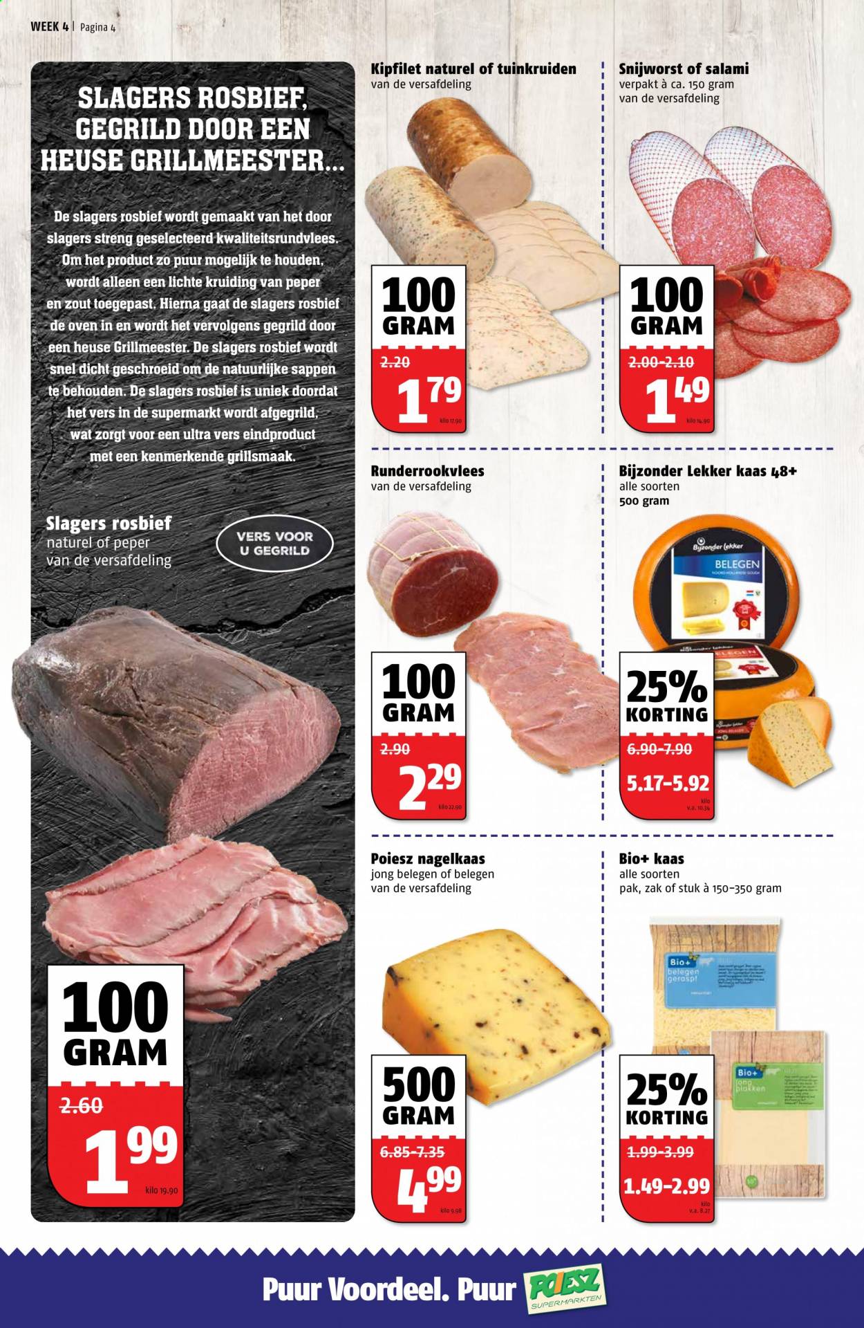 thumbnail - Poiesz-aanbieding - 25-1-2021 - 31-1-2021 -  producten in de aanbieding - kipfilet, rosbief, salami, kaas. Pagina 5.