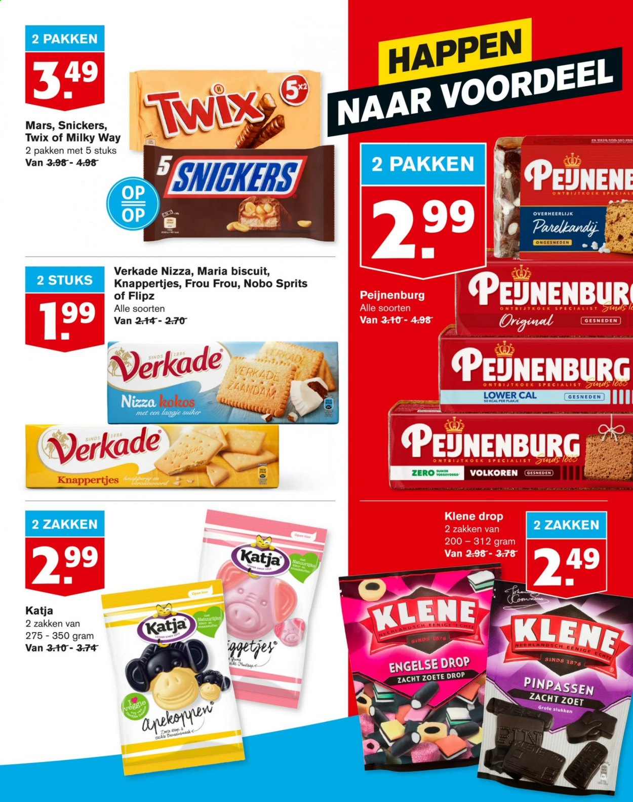 thumbnail - Hoogvliet-aanbieding - 3-2-2021 - 9-2-2021 -  producten in de aanbieding - ontbijtkoek, Veggie, Milkyway, Peijnenburg, Snickers, suiker. Pagina 19.