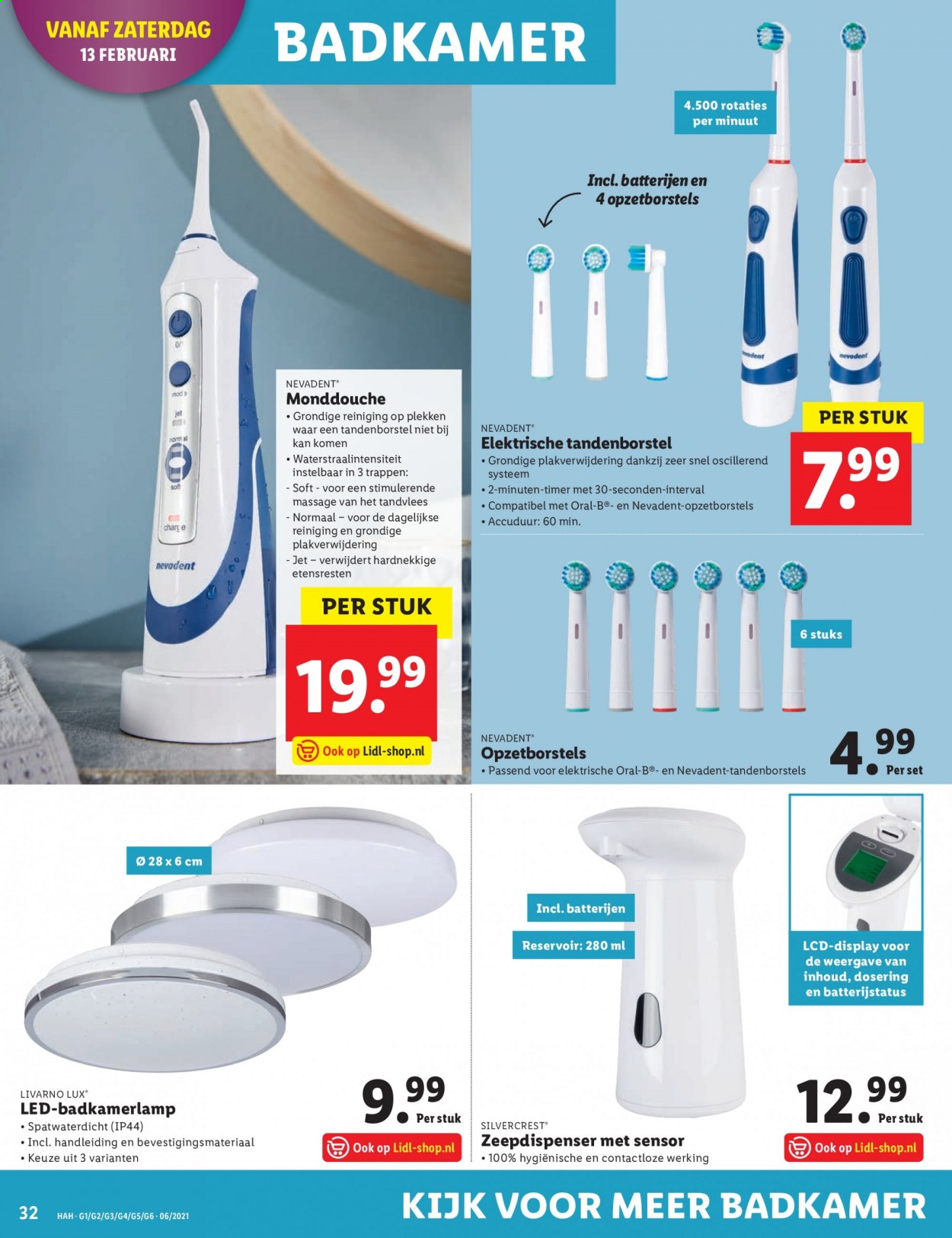 thumbnail - Lidl-aanbieding - 8-2-2021 - 14-2-2021 -  producten in de aanbieding - Oral-B, tandenborstel, opzetborstels, elektrische tandenborstel. Pagina 32.