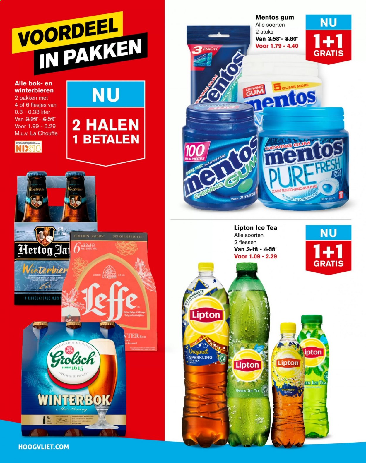 thumbnail - Hoogvliet-aanbieding - 10-2-2021 - 16-2-2021 -  producten in de aanbieding - Grolsch, bier, gum, Lipton, Lipton Ice Tea, ice tea, thee. Pagina 2.