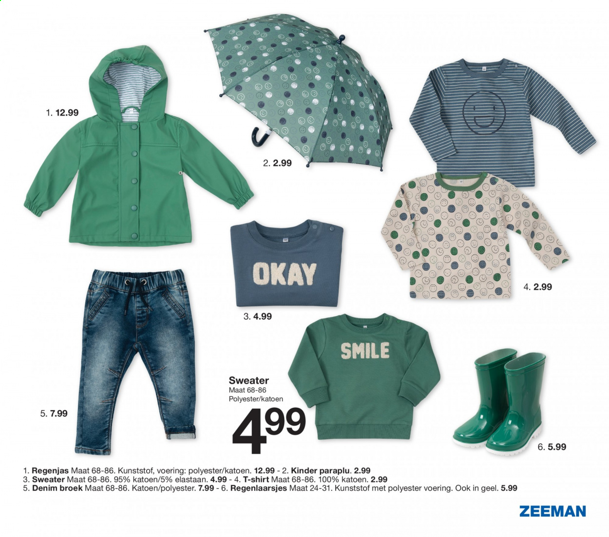 thumbnail - Zeeman-aanbieding -  producten in de aanbieding - regenjas, broek, shirt, t-shirt. Pagina 23.
