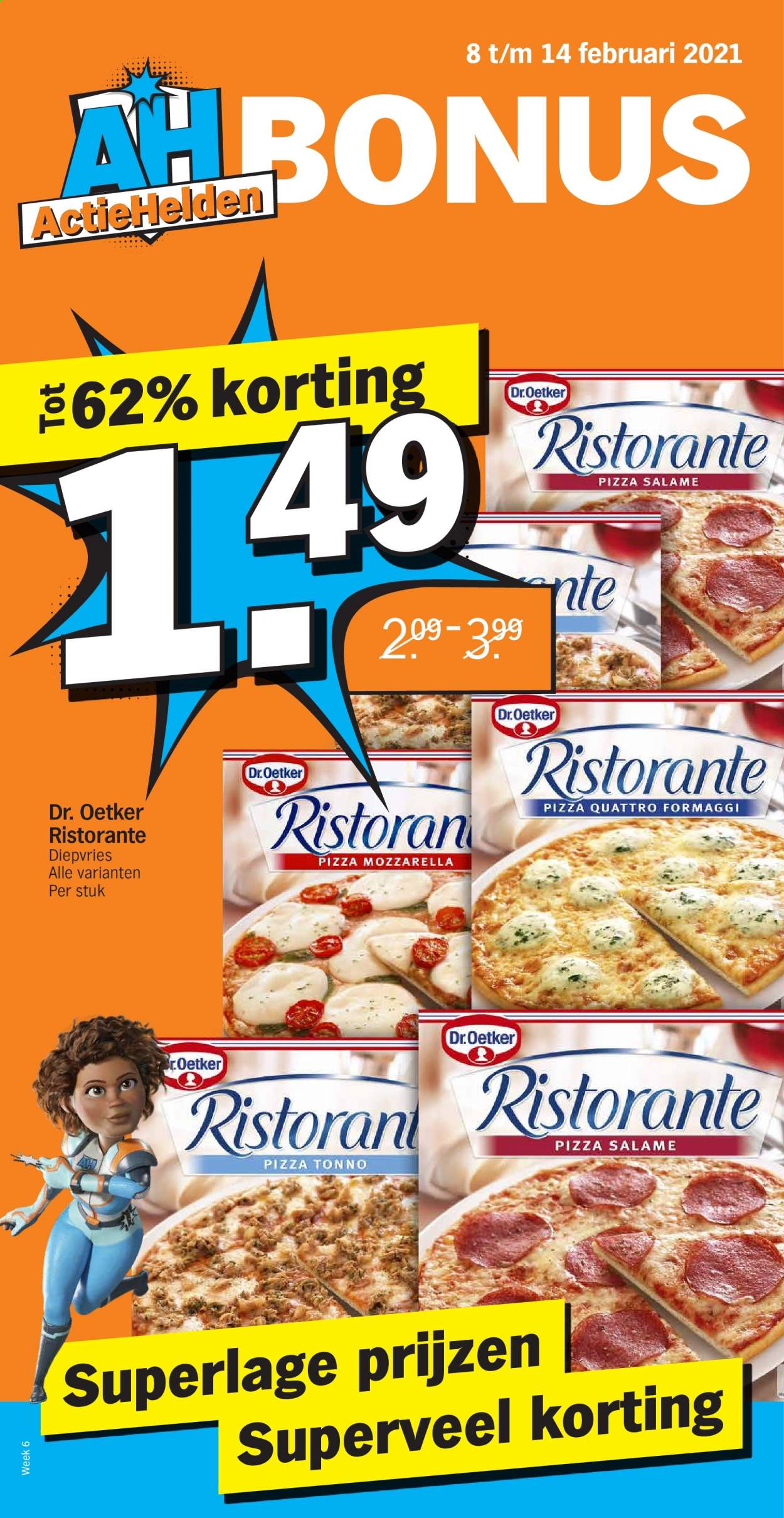 thumbnail - Albert Heijn-aanbieding - 8-2-2021 - 14-2-2021 -  producten in de aanbieding - pizza, Dr. Oetker, mozzarella. Pagina 1.