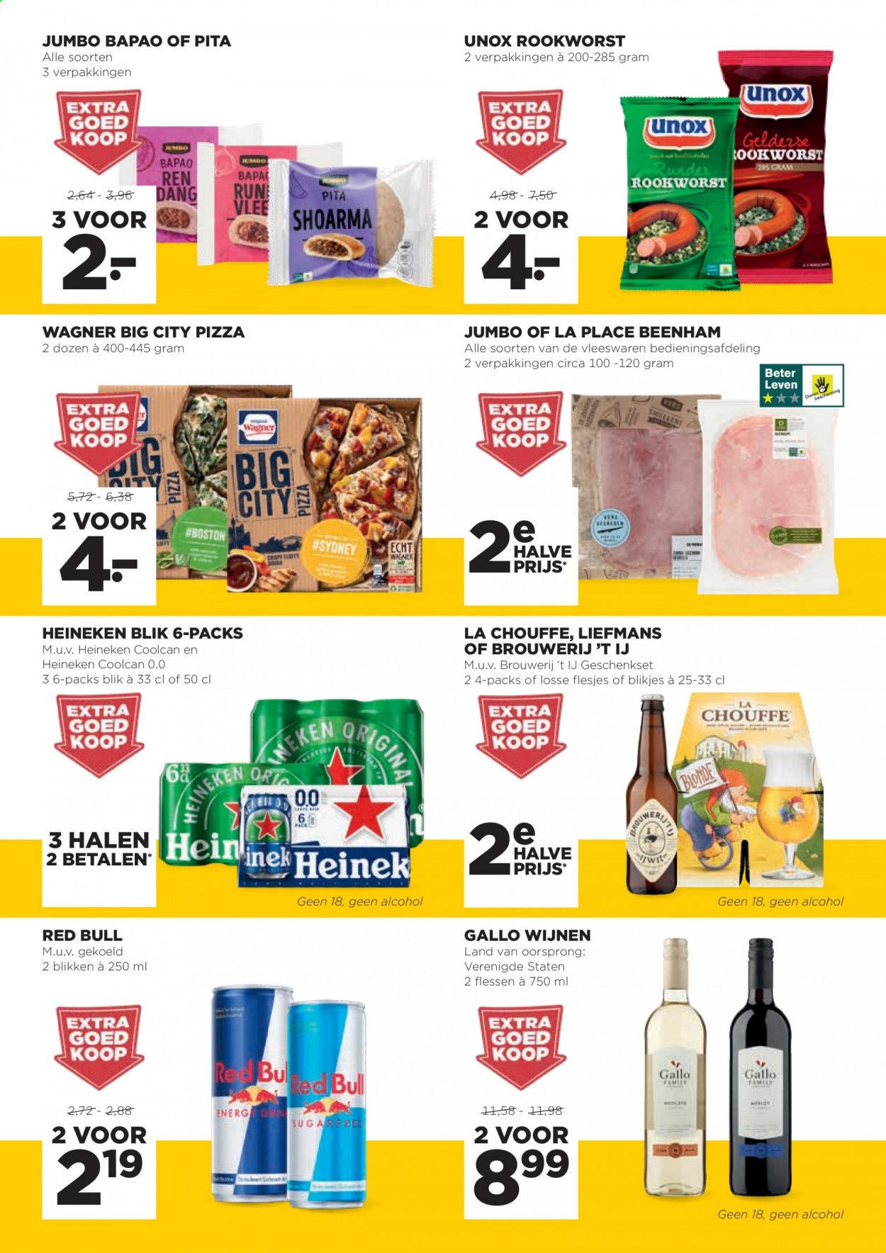 thumbnail - Jumbo-aanbieding - 10-2-2021 - 16-2-2021 -  producten in de aanbieding - geschenkset, Heineken, pita, pizza, beenham, rookworst, Red Bull. Pagina 3.