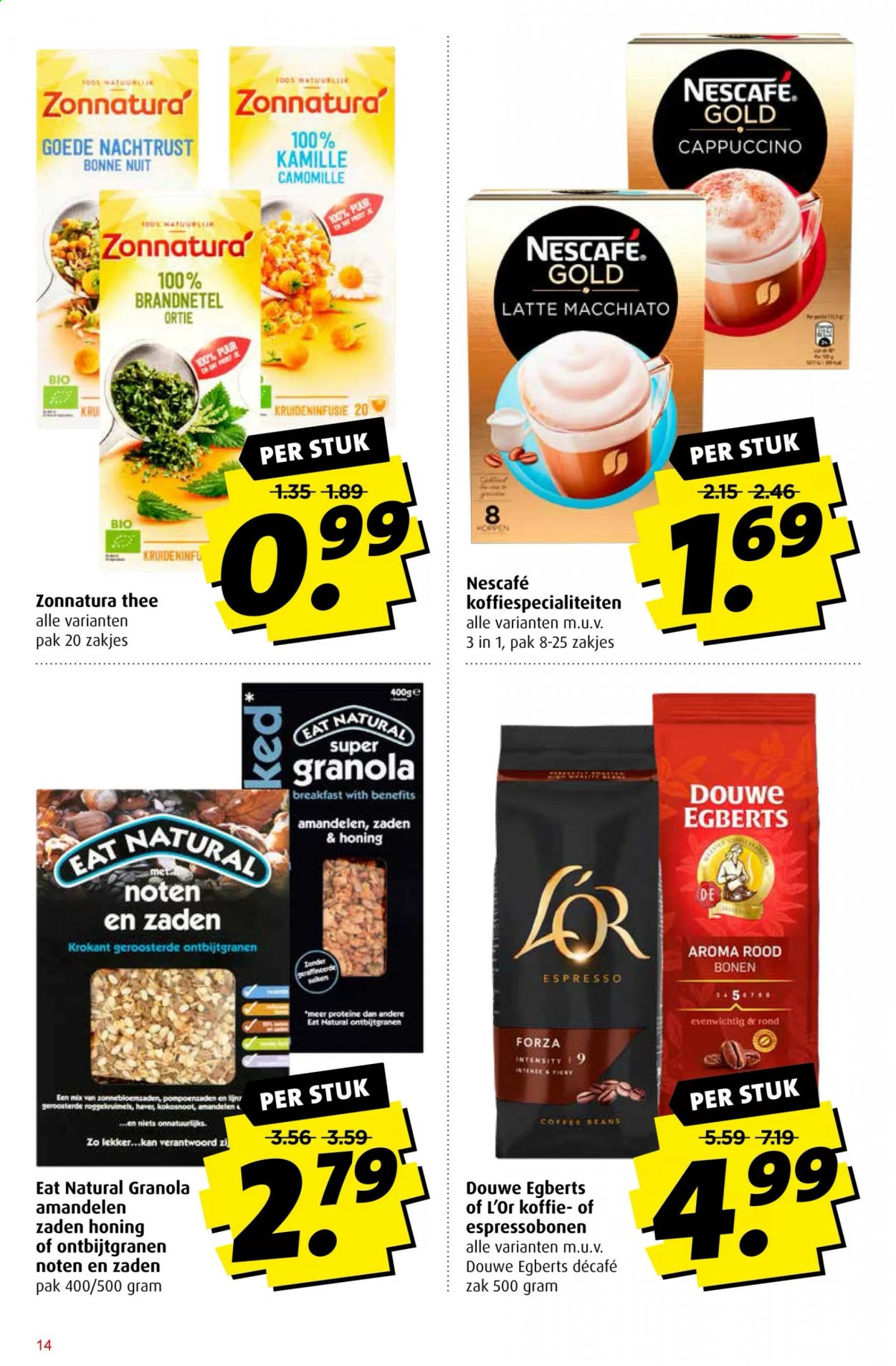 thumbnail - Boni-aanbieding - 17-2-2021 - 23-2-2021 -  producten in de aanbieding - kokosnoot, granola, amandelen, Douwe Egberts, koffie, L’or, Espresso. Pagina 14.