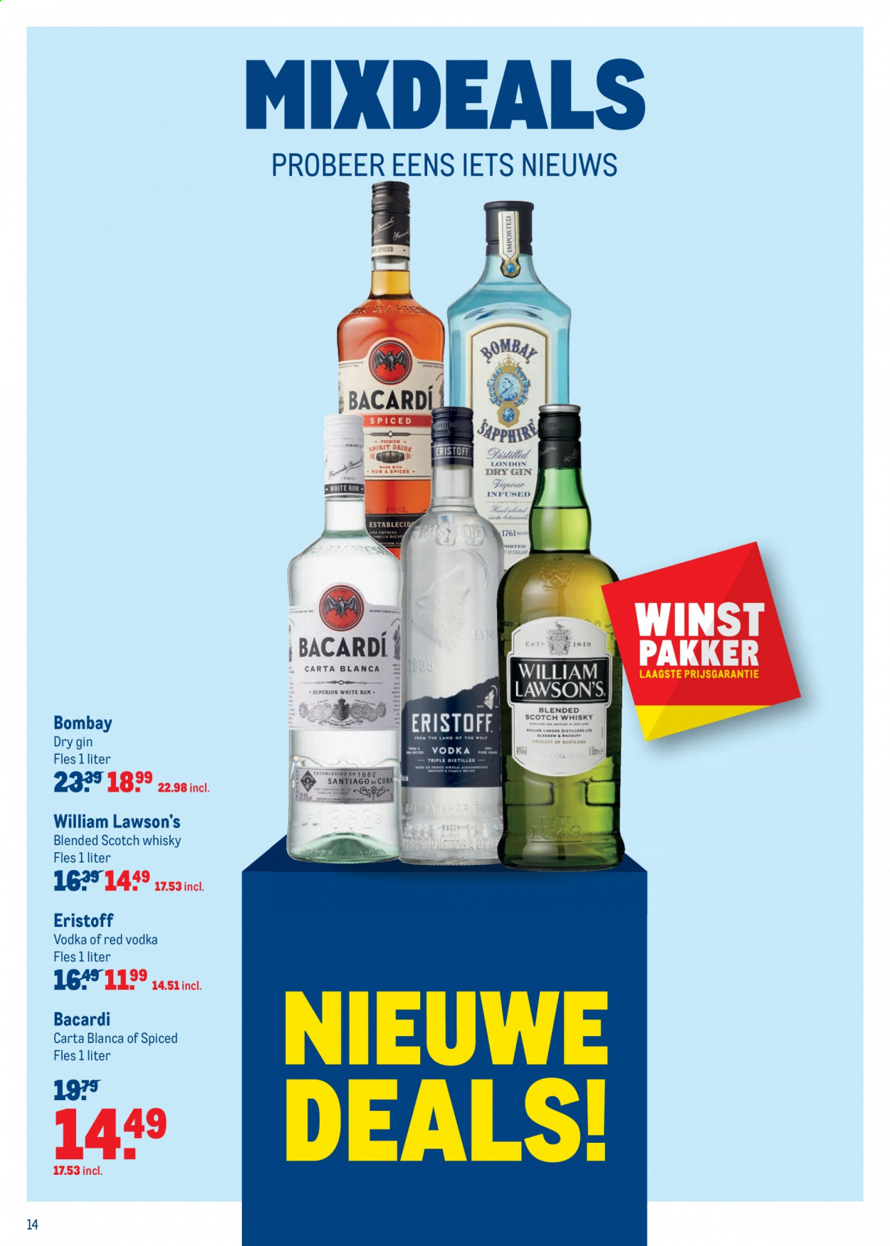 thumbnail - Makro-aanbieding - 17-2-2021 - 2-3-2021 -  producten in de aanbieding - blended scotch whisky, rum, London Dry Gin, scotch whisky, whisky, William Lawson's. Pagina 14.