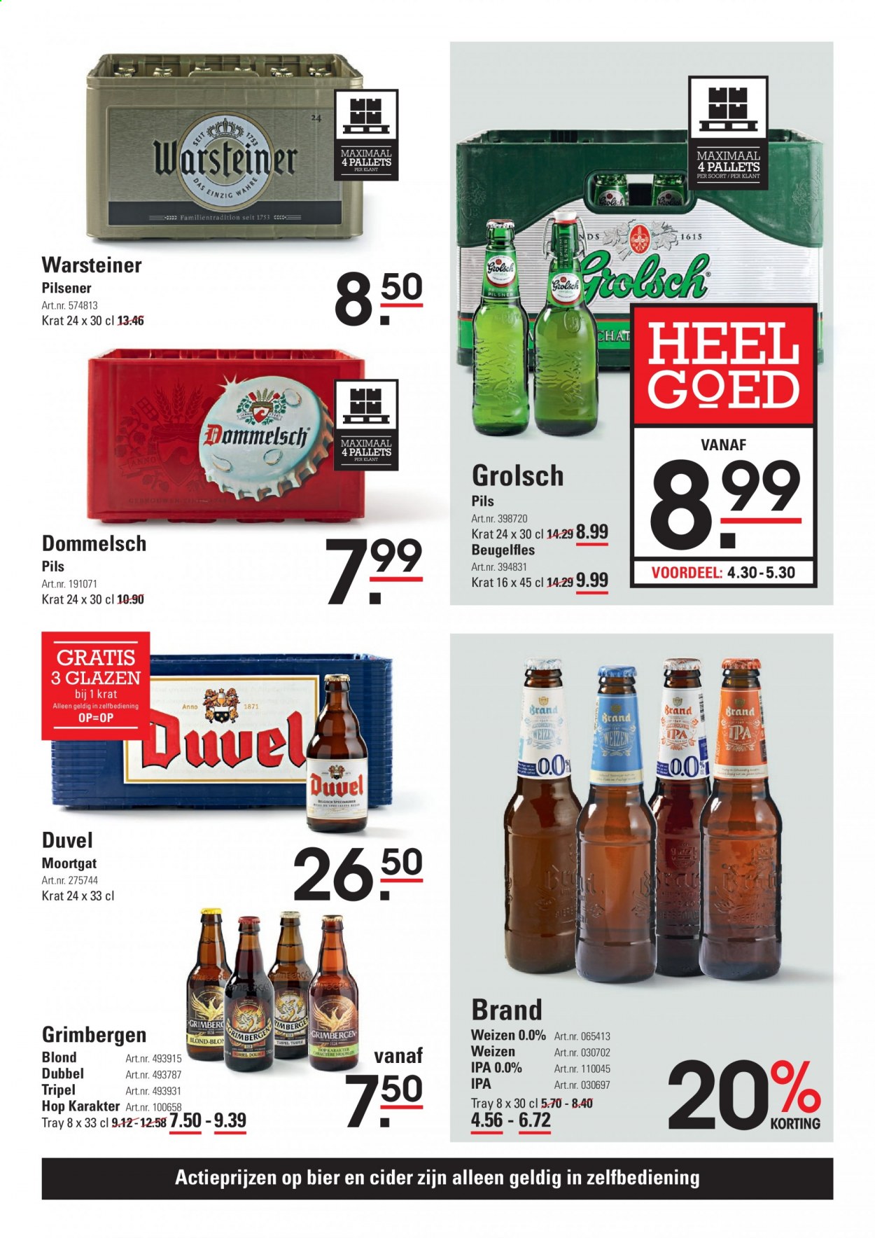thumbnail - Sligro-aanbieding - 18-2-2021 - 8-3-2021 -  producten in de aanbieding - Warsteiner, pilsener, Grolsch, bier, cider, glazen. Pagina 11.