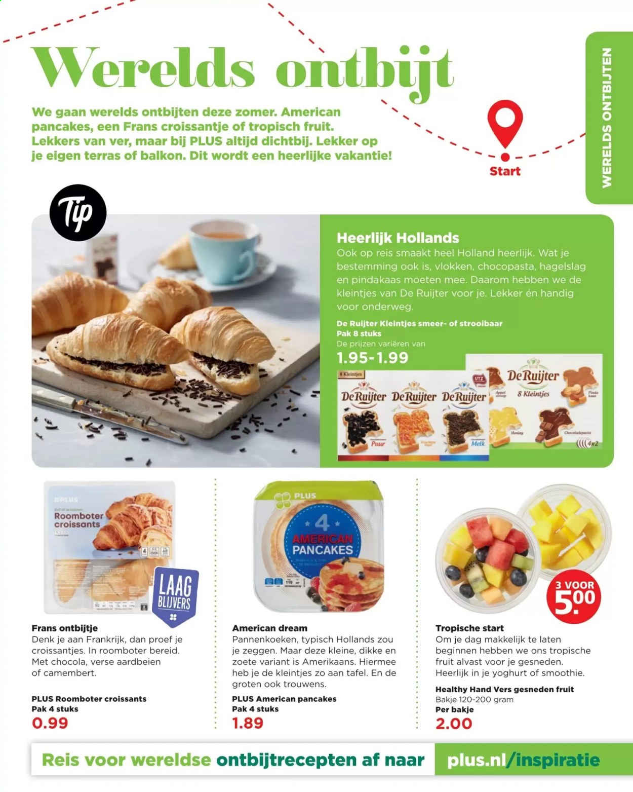 thumbnail - Plus-aanbieding -  producten in de aanbieding - croissant, aardbeien, Camembert, yoghurt, roomboter, pindakaas. Pagina 3.