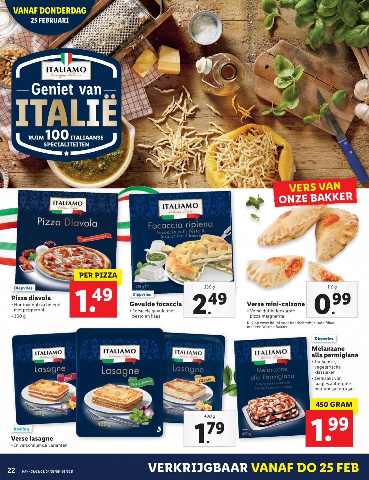 thumbnail - Lidl-aanbieding - 22-2-2021 - 28-2-2021 -  producten in de aanbieding - focaccia, Italiamo, lasagne, kaas. Pagina 23.