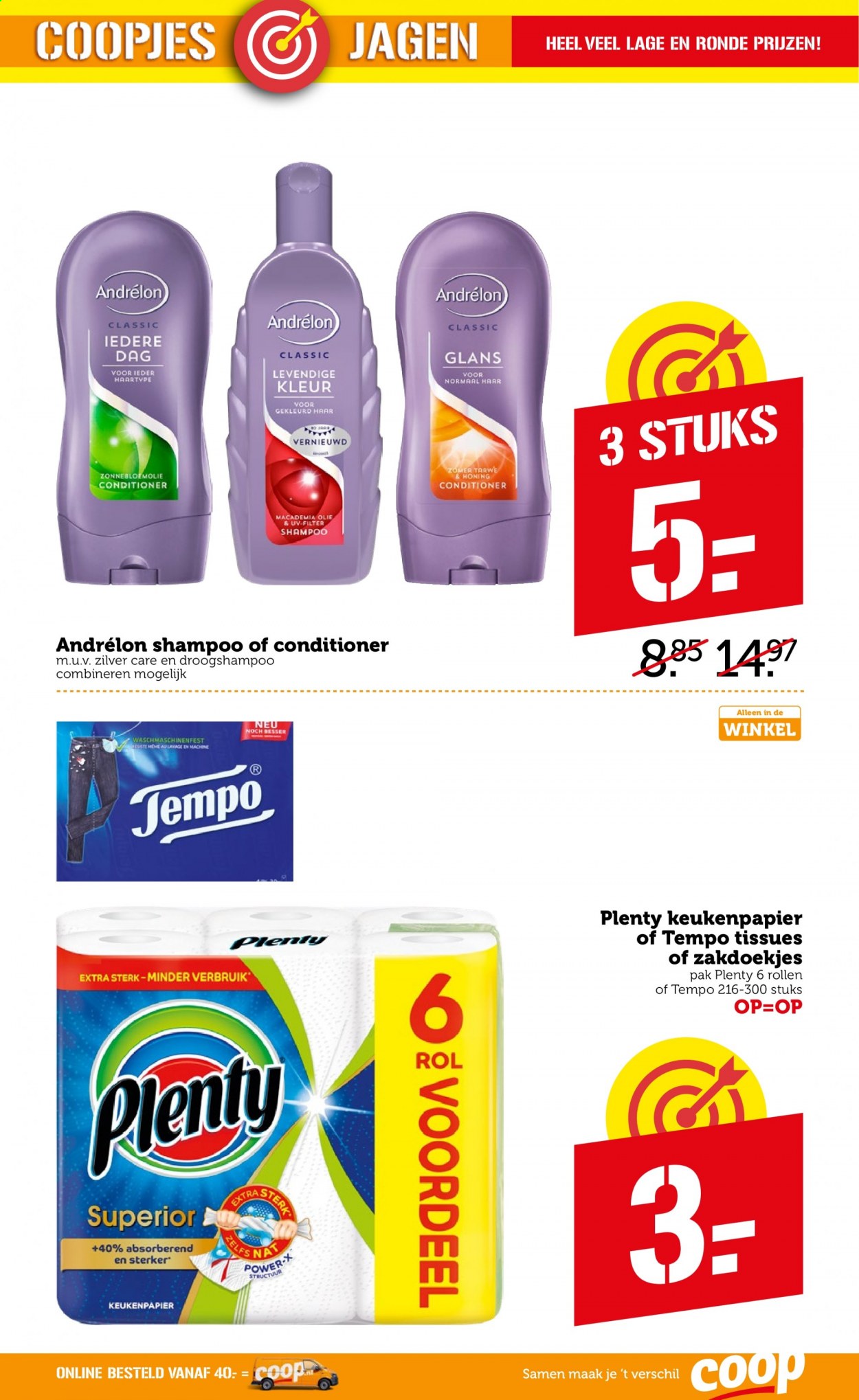 thumbnail - Coop-aanbieding - 22-2-2021 - 28-2-2021 -  producten in de aanbieding - keukenpapier, keukenrollen, shampoo, conditioner, Andrélon. Pagina 28.