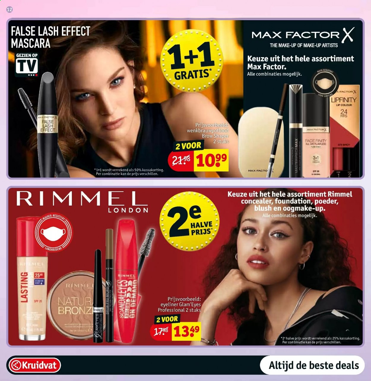 thumbnail - Kruidvat-aanbieding - 23-2-2021 - 7-3-2021 -  producten in de aanbieding - Lipfinity, mascara, Max Factor, rimmel, eyeliner, make-up, Finish, TV. Pagina 12.