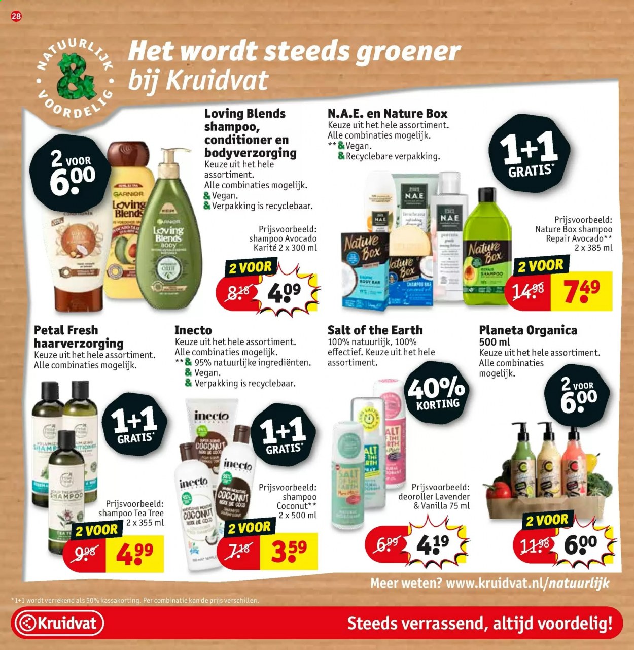 thumbnail - Kruidvat-aanbieding - 23-2-2021 - 7-3-2021 -  producten in de aanbieding - Garnier, avocado, thee, shampoo, Tea tree, Nature Box, conditioner. Pagina 28.