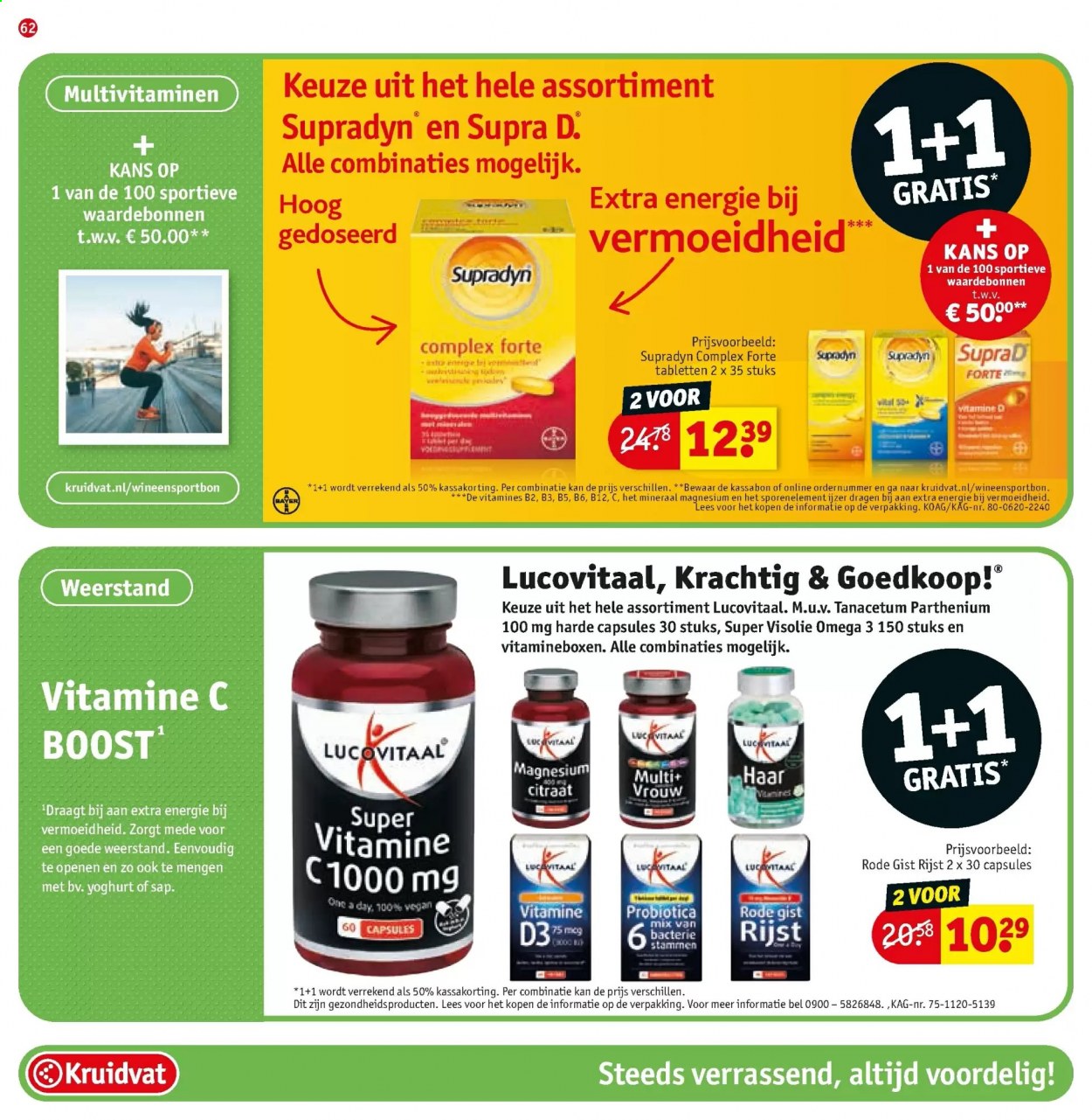thumbnail - Kruidvat-aanbieding - 23-2-2021 - 7-3-2021 -  producten in de aanbieding - yoghurt, rijst, d3, Lucovitaal, magnesium, Supradyn, Visolie, vitamine, Vitamine D3. Pagina 62.