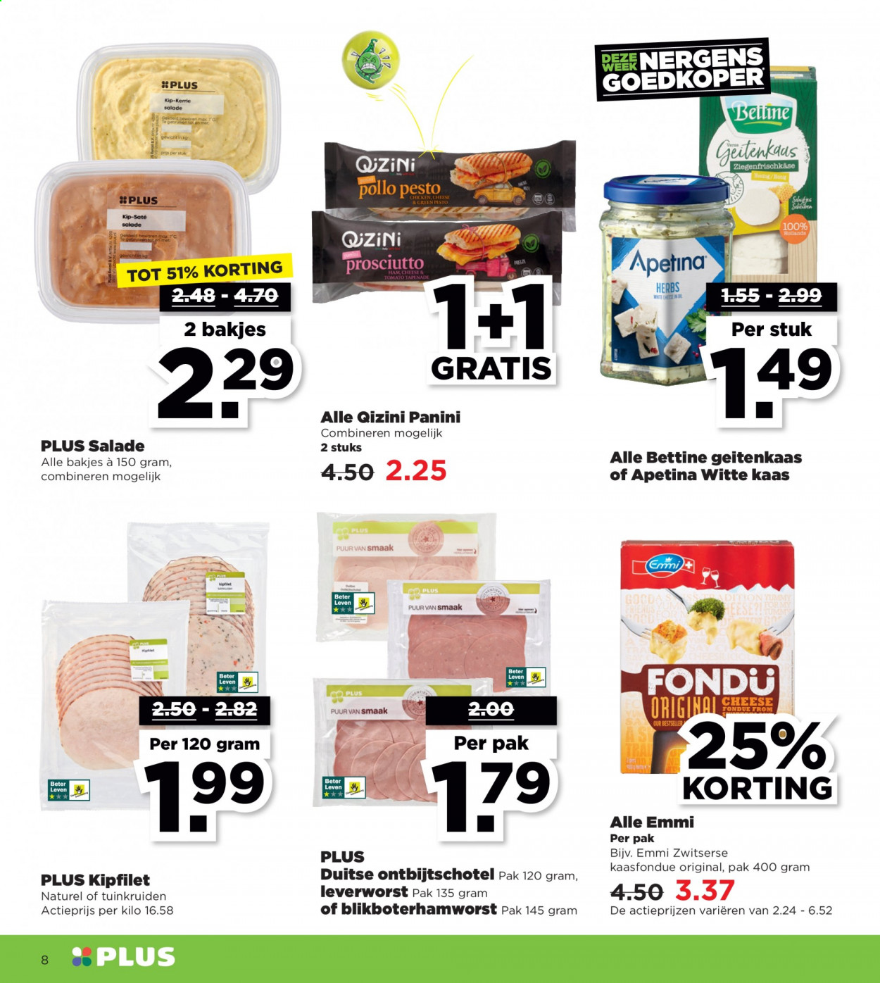 thumbnail - Plus-aanbieding - 21-2-2021 - 27-2-2021 -  producten in de aanbieding - kipfilet, kerrie, ham, prosciutto, kaas, pesto. Pagina 8.