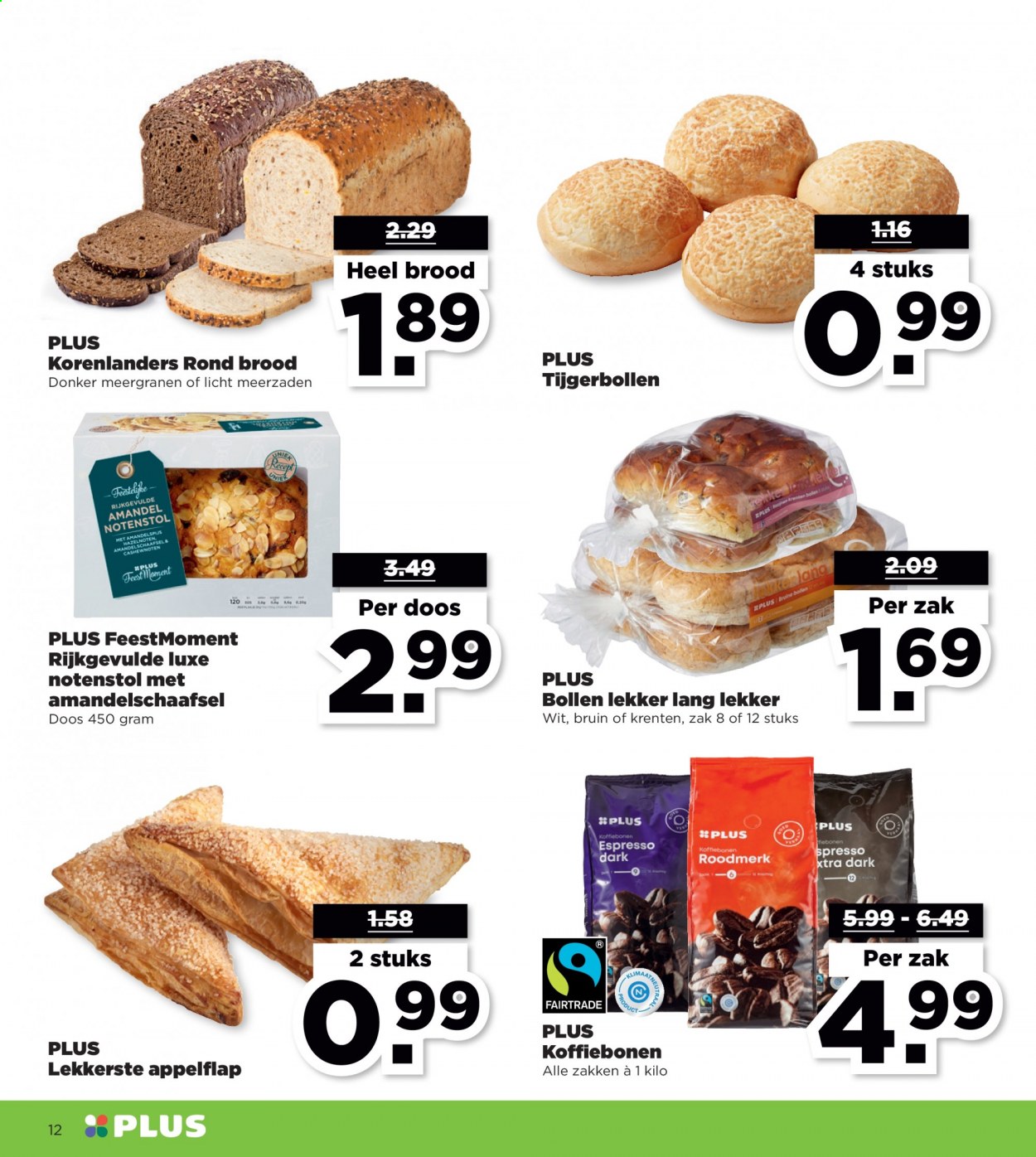 thumbnail - Plus-aanbieding - 21-2-2021 - 27-2-2021 -  producten in de aanbieding - brood, amandelspijs, cashewnoten, amandelschaafsel, Espresso. Pagina 12.