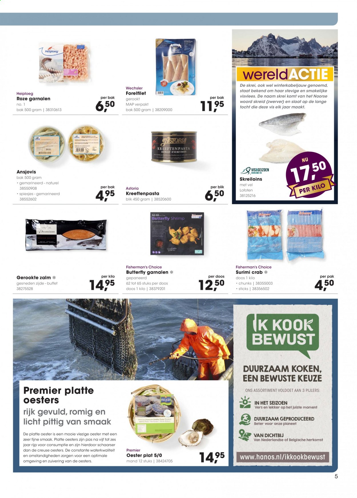 thumbnail - Hanos-aanbieding - 22-2-2021 - 7-3-2021 -  producten in de aanbieding - surimi, zalm, oesters, garnalen, gerookte zalm. Pagina 5.