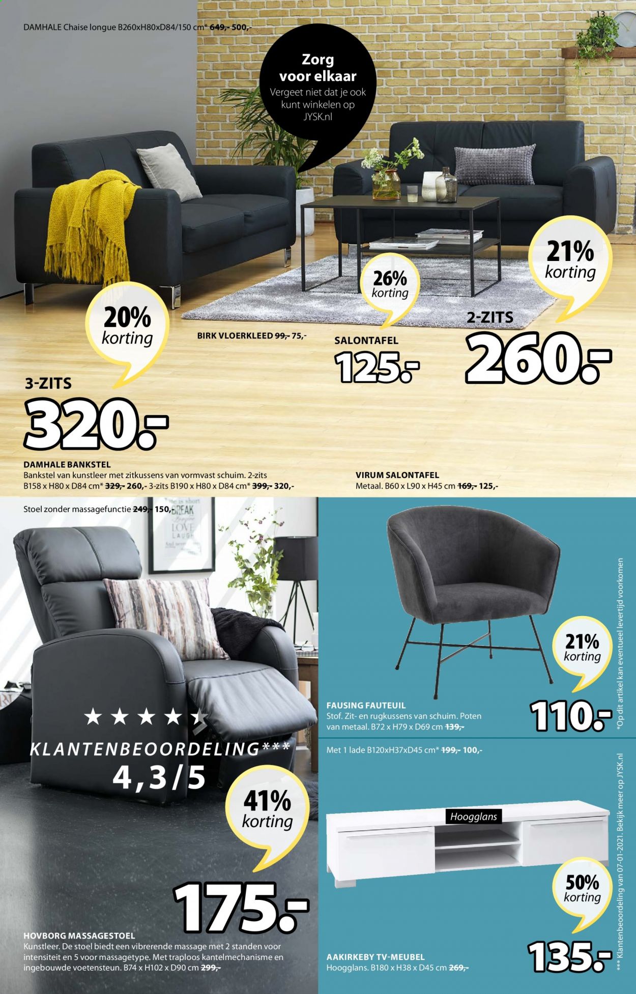 thumbnail - JYSK-aanbieding - 22-2-2021 - 7-3-2021 -  producten in de aanbieding - stoel, fauteuil, TV-meubel. Pagina 13.