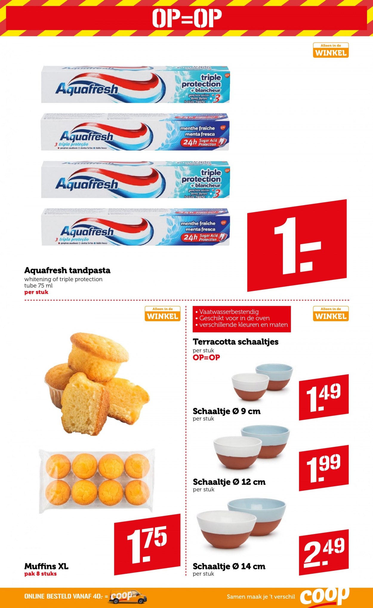 thumbnail - Coop-aanbieding - 1-3-2021 - 7-3-2021 -  producten in de aanbieding - muffins, Aquafresh, tandpasta. Pagina 22.