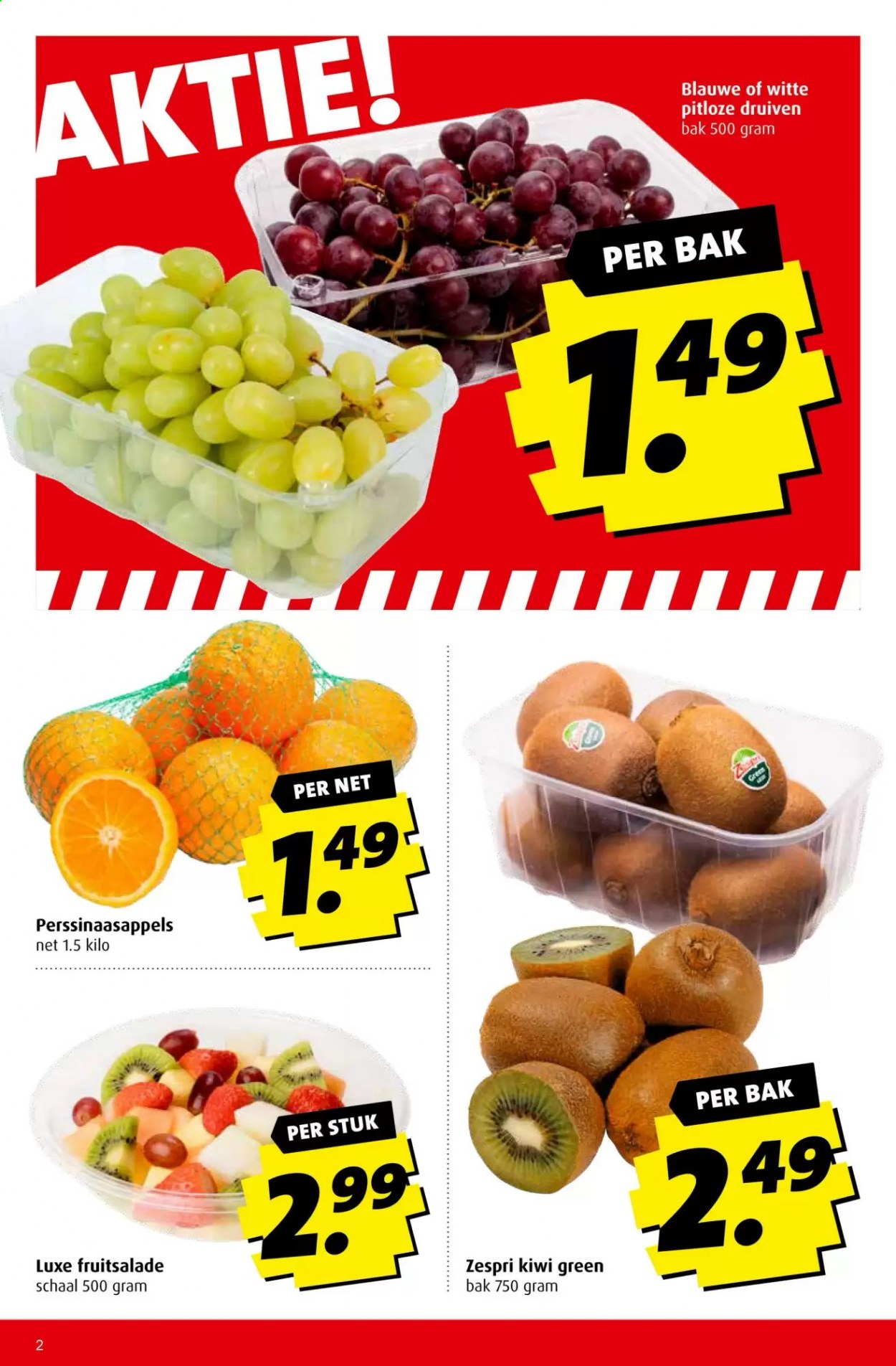 thumbnail - Boni-aanbieding - 3-3-2021 - 9-3-2021 -  producten in de aanbieding - druiven, kiwi, fruitsalade, perssinaasappels. Pagina 2.