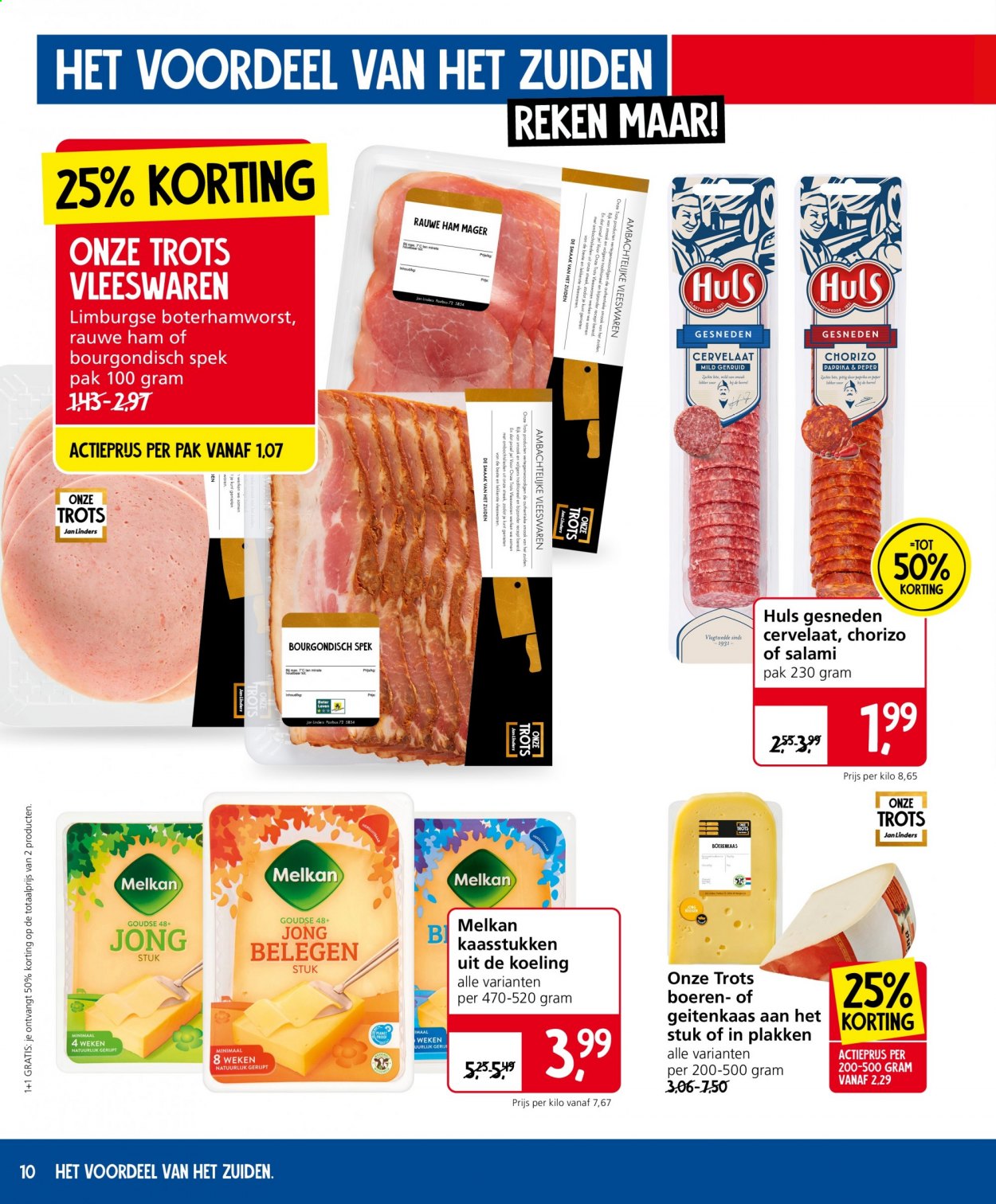 thumbnail - Jan Linders-aanbieding - 1-3-2021 - 7-3-2021 -  producten in de aanbieding - ham, chorizo, salami, boerenkaas. Pagina 10.