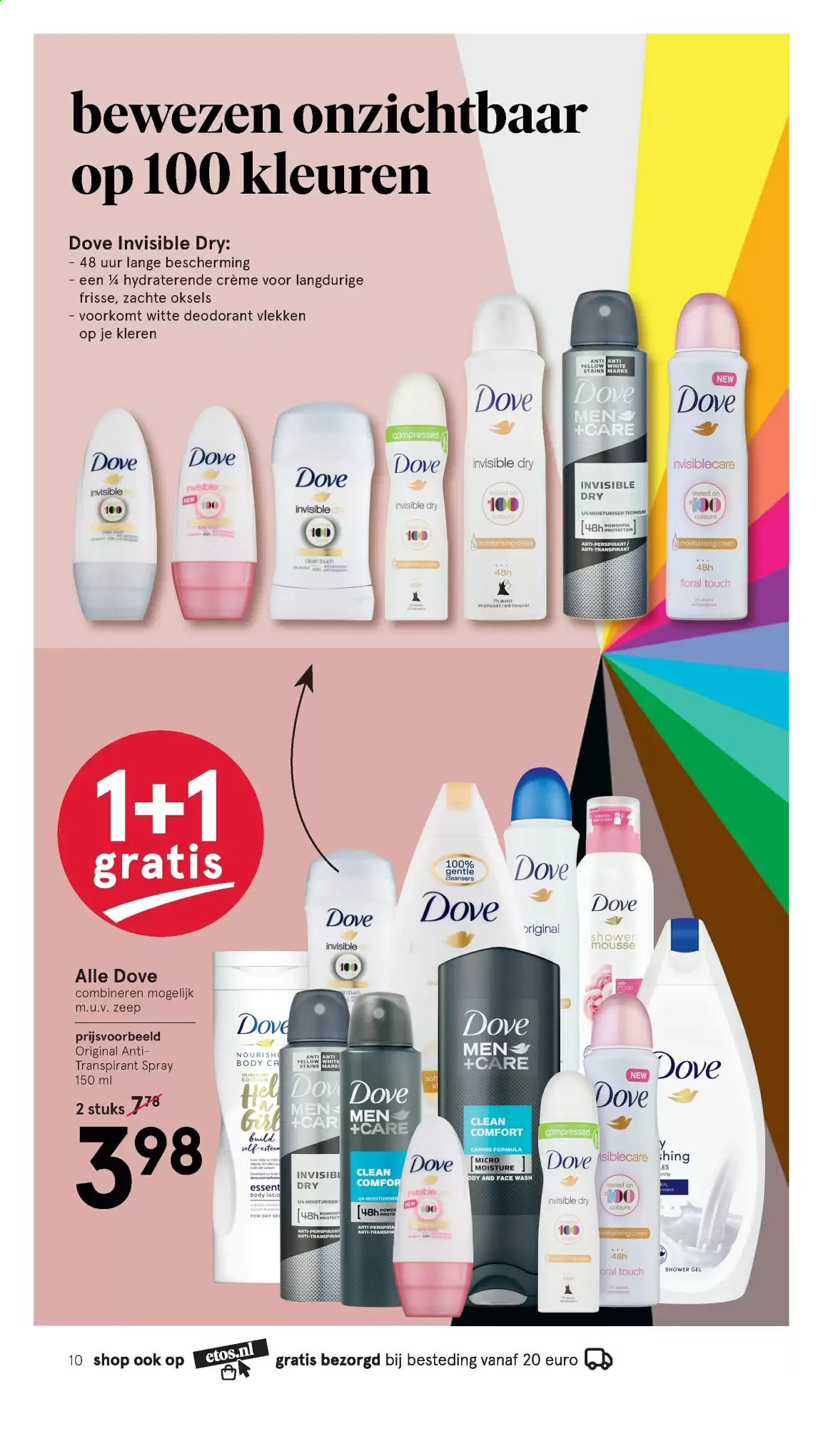 thumbnail - Etos-aanbieding - 1-3-2021 - 14-3-2021 -  producten in de aanbieding - Dove, shower, showergel, zeep, anti-transpirant, deodorant. Pagina 10.
