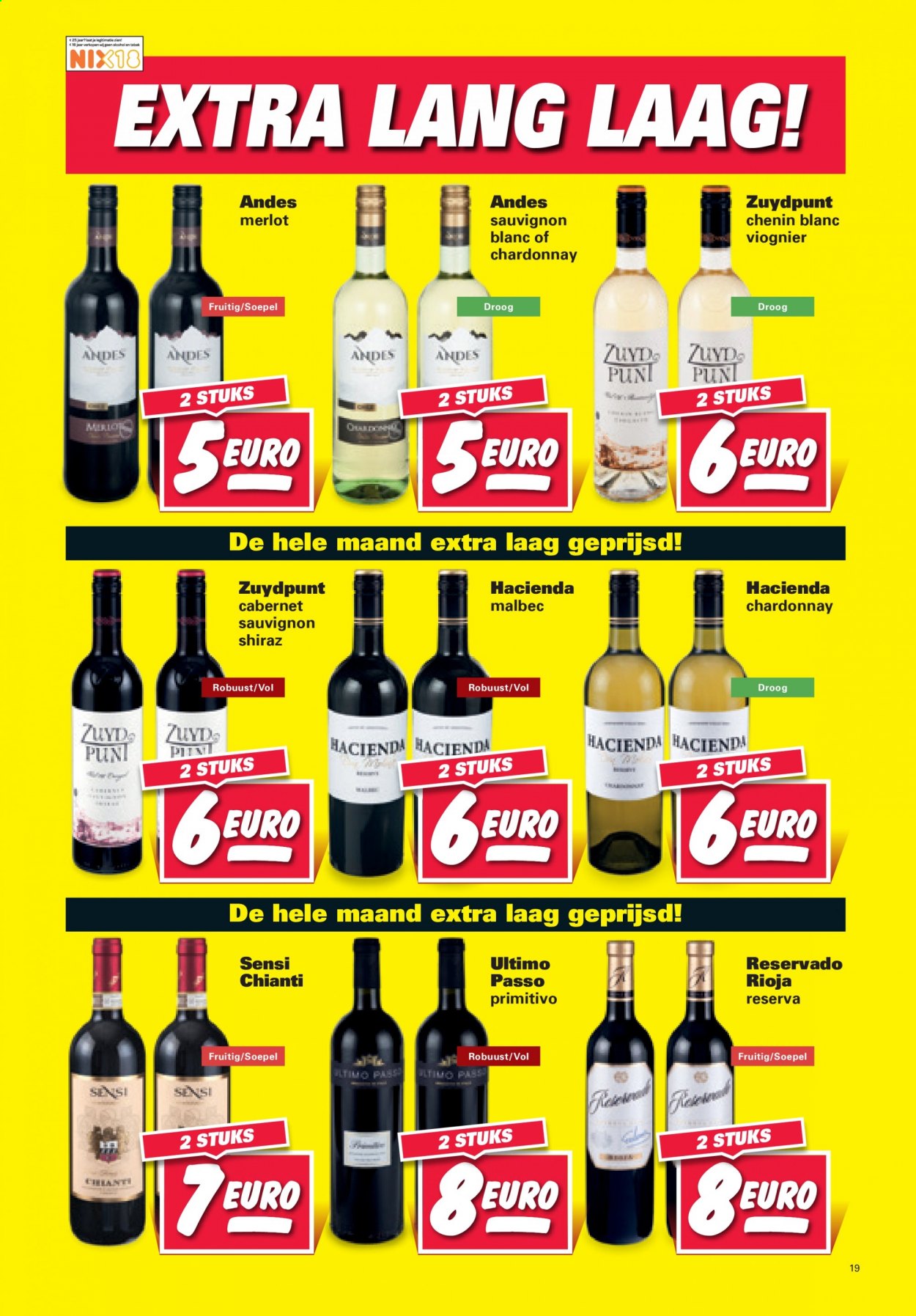 thumbnail - Nettorama-aanbieding - 1-3-2021 - 7-3-2021 -  producten in de aanbieding - Chardonnay, Chianti, Merlot, Rioja, Sauvignon Blanc. Pagina 19.