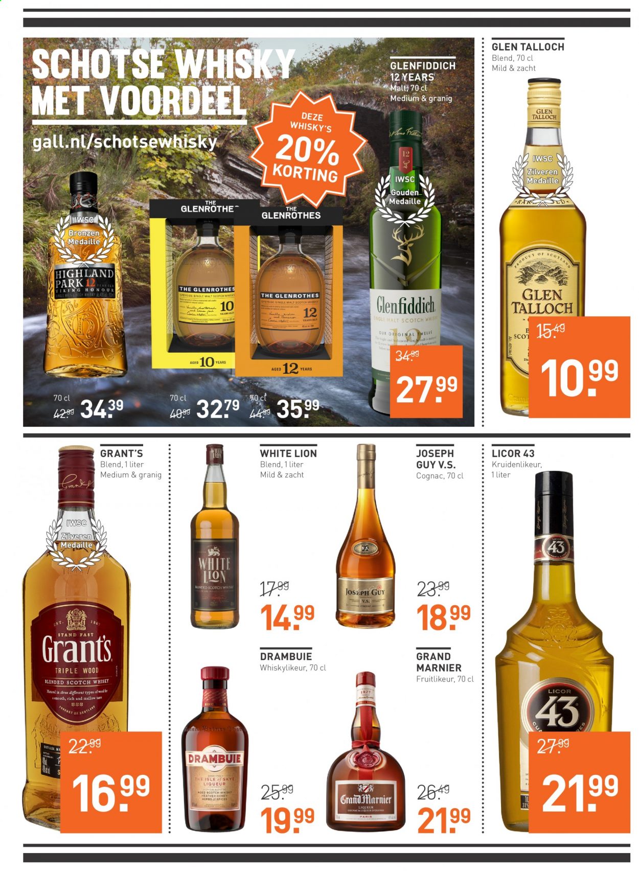 thumbnail - Gall & Gall-aanbieding - 1-3-2021 - 14-3-2021 -  producten in de aanbieding - blended scotch whisky, cognac, Drambuie, liqueur, scotch whisky, whisky, Grand Marnier, Grant‘s, Glenfiddich. Pagina 5.