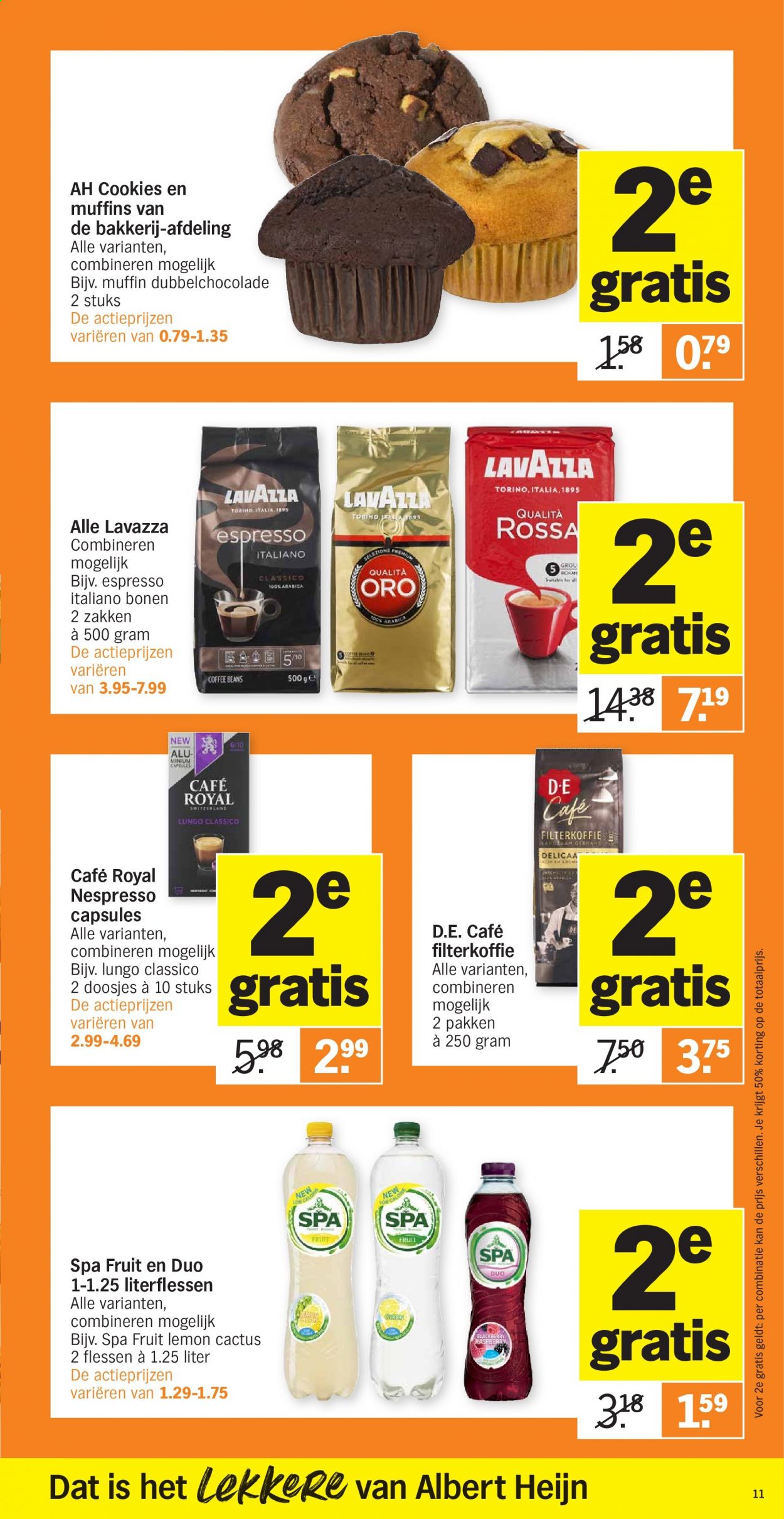 thumbnail - Albert Heijn-aanbieding - 8-3-2021 - 14-3-2021 -  producten in de aanbieding - muffins, cookies, Lavazza, Nespresso, Espresso. Pagina 11.