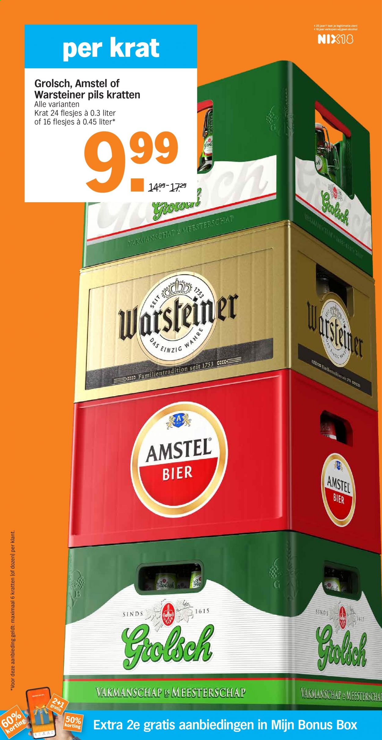 thumbnail - Albert Heijn-aanbieding - 8-3-2021 - 14-3-2021 -  producten in de aanbieding - Warsteiner, Amstel Bier, Grolsch, bier. Pagina 32.