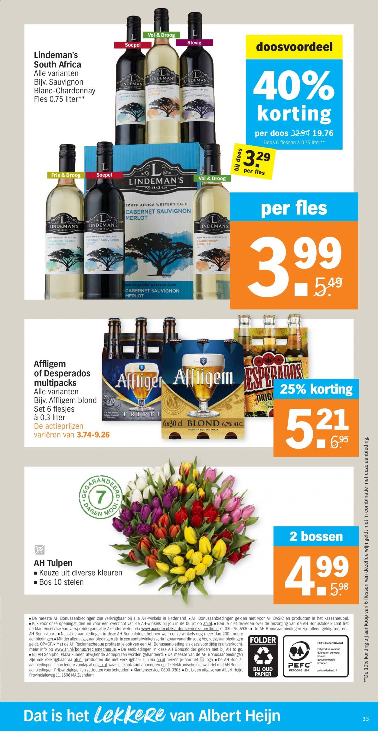 thumbnail - Albert Heijn-aanbieding - 8-3-2021 - 14-3-2021 -  producten in de aanbieding - Affligem, Chardonnay, Sauvignon Blanc, wijn. Pagina 33.