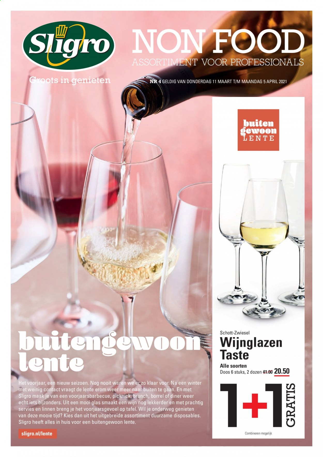 thumbnail - Sligro-aanbieding - 11-3-2021 - 5-4-2021 -  producten in de aanbieding - wijn, wijnglazen. Pagina 1.