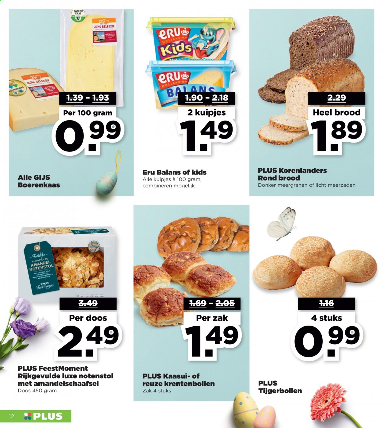 thumbnail - Plus-aanbieding - 21-3-2021 - 27-3-2021 -  producten in de aanbieding - brood, boerenkaas, kaas, cashewnoten, hazelnoten, amandelschaafsel. Pagina 12.