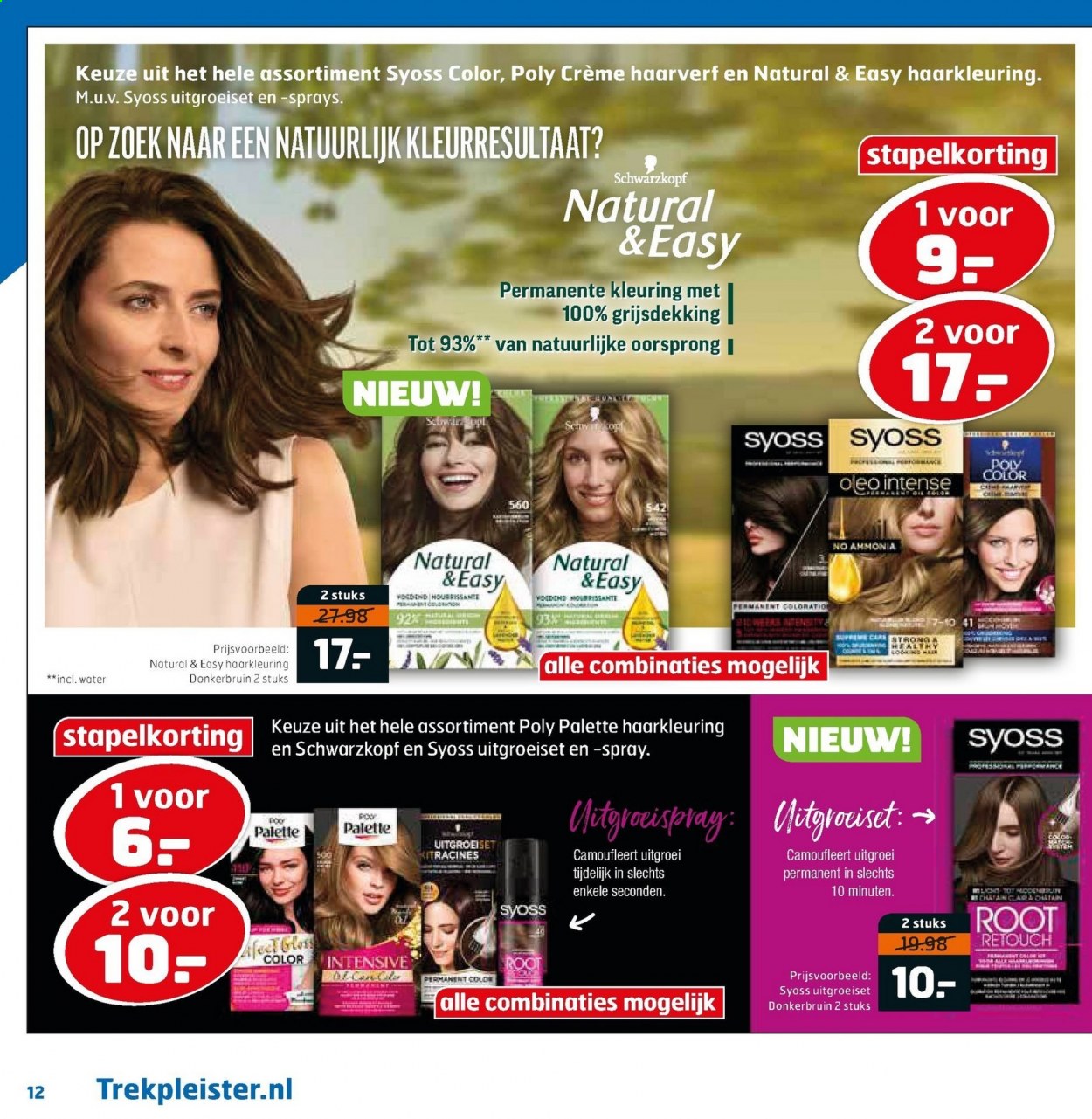 thumbnail - Trekpleister-aanbieding - 22-3-2021 - 4-4-2021 -  producten in de aanbieding - Syoss, Crème haarverf, haarkleuring, Palette, Schwarzkopf. Pagina 12.