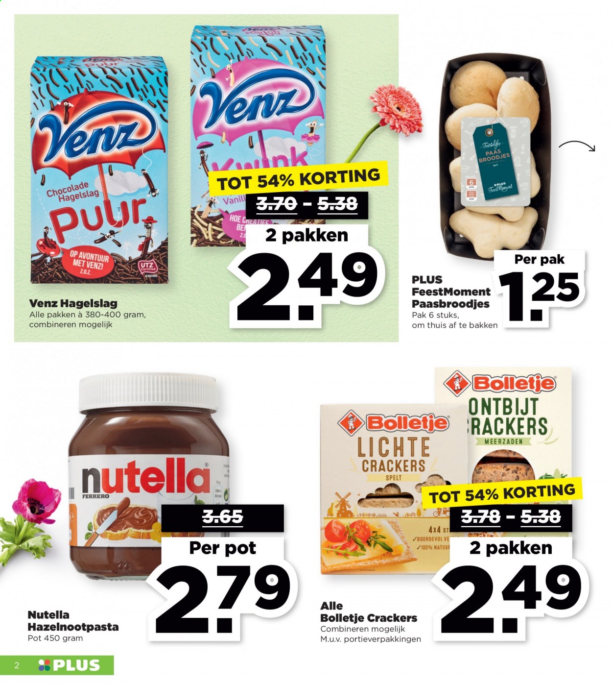 thumbnail - Plus-aanbieding - 28-3-2021 - 3-4-2021 -  producten in de aanbieding - broodje, chocolade, Nutella, Ferrero Rocher, crackers, Spelt. Pagina 2.