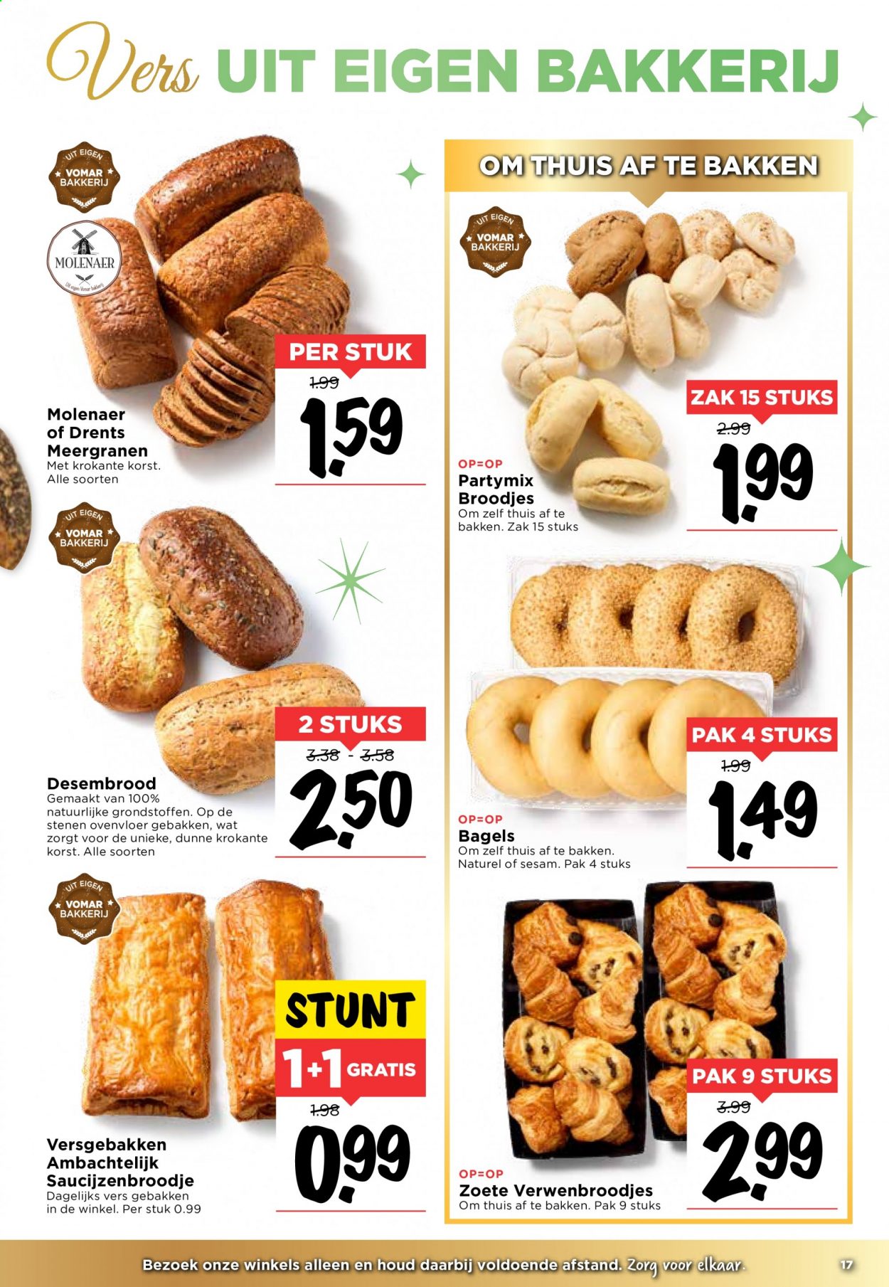 thumbnail - Vomar-aanbieding - 28-3-2021 - 3-4-2021 -  producten in de aanbieding - bagels, broodje. Pagina 17.