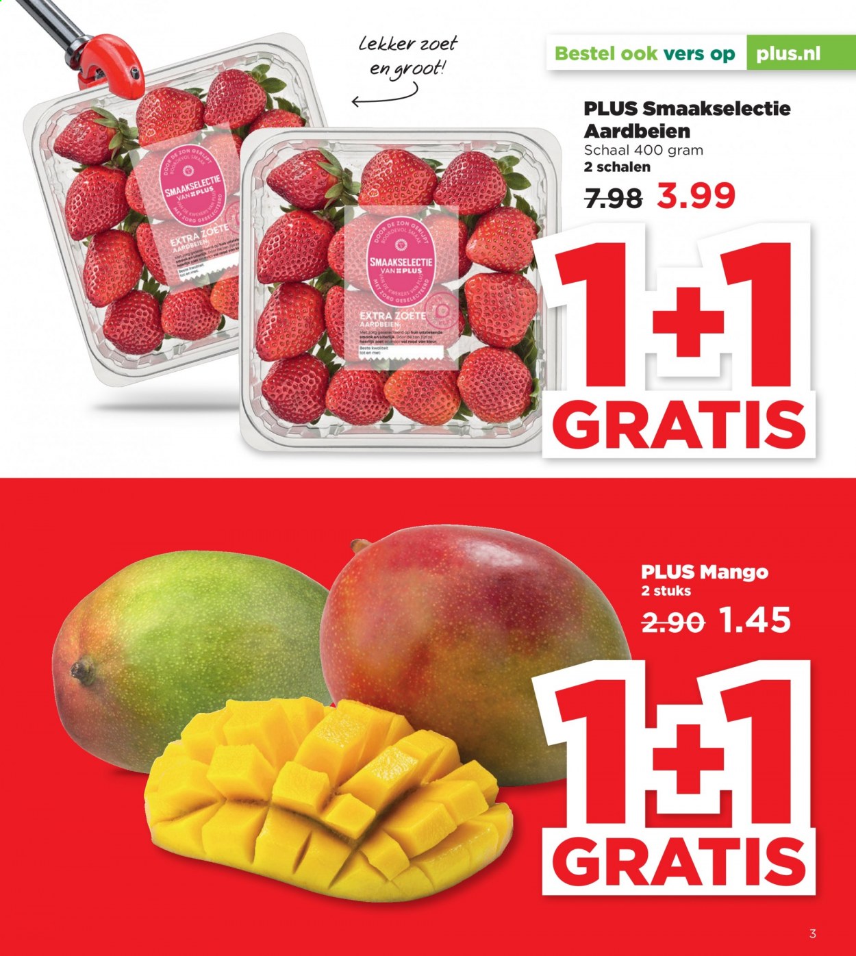 thumbnail - Plus-aanbieding - 4-4-2021 - 10-4-2021 -  producten in de aanbieding - aardbeien, mango. Pagina 3.