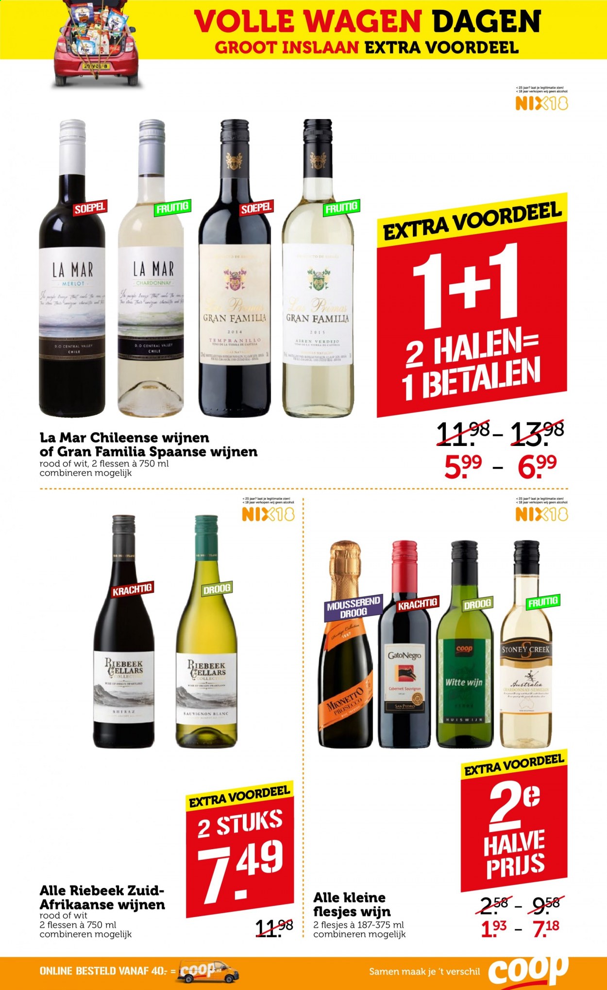 thumbnail - Coop-aanbieding - 6-4-2021 - 11-4-2021 -  producten in de aanbieding - Cabernet Sauvignon, Chardonnay, Merlot, prosecco, witte wijn, wijn. Pagina 24.