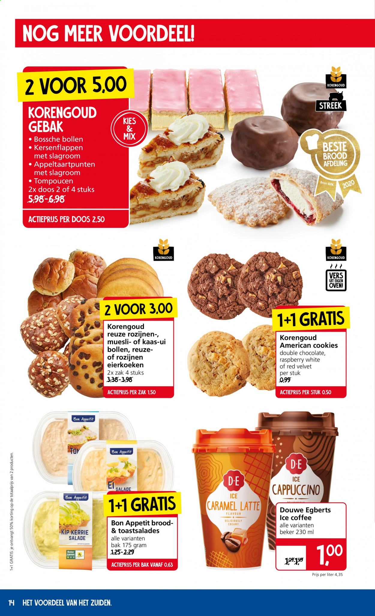 thumbnail - Jan Linders-aanbieding - 6-4-2021 - 11-4-2021 -  producten in de aanbieding - brood, gebak, uien, kerrie, kaas, slagroom, cookies, rozijnen, Douwe Egberts. Pagina 14.