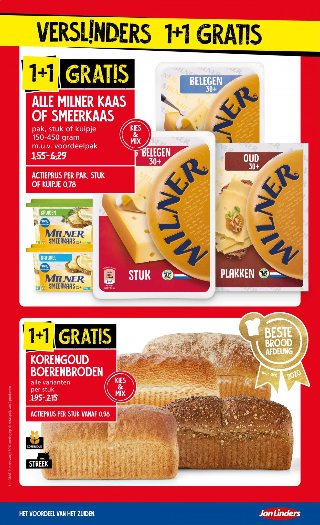thumbnail - Jan Linders-aanbieding - 6-4-2021 - 11-4-2021 -  producten in de aanbieding - brood, smeerkaas, kaas. Pagina 16.